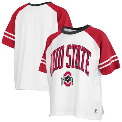  Ohio State Buckeyes Pressbox Women's Sky Colorblock T-Shirt - White