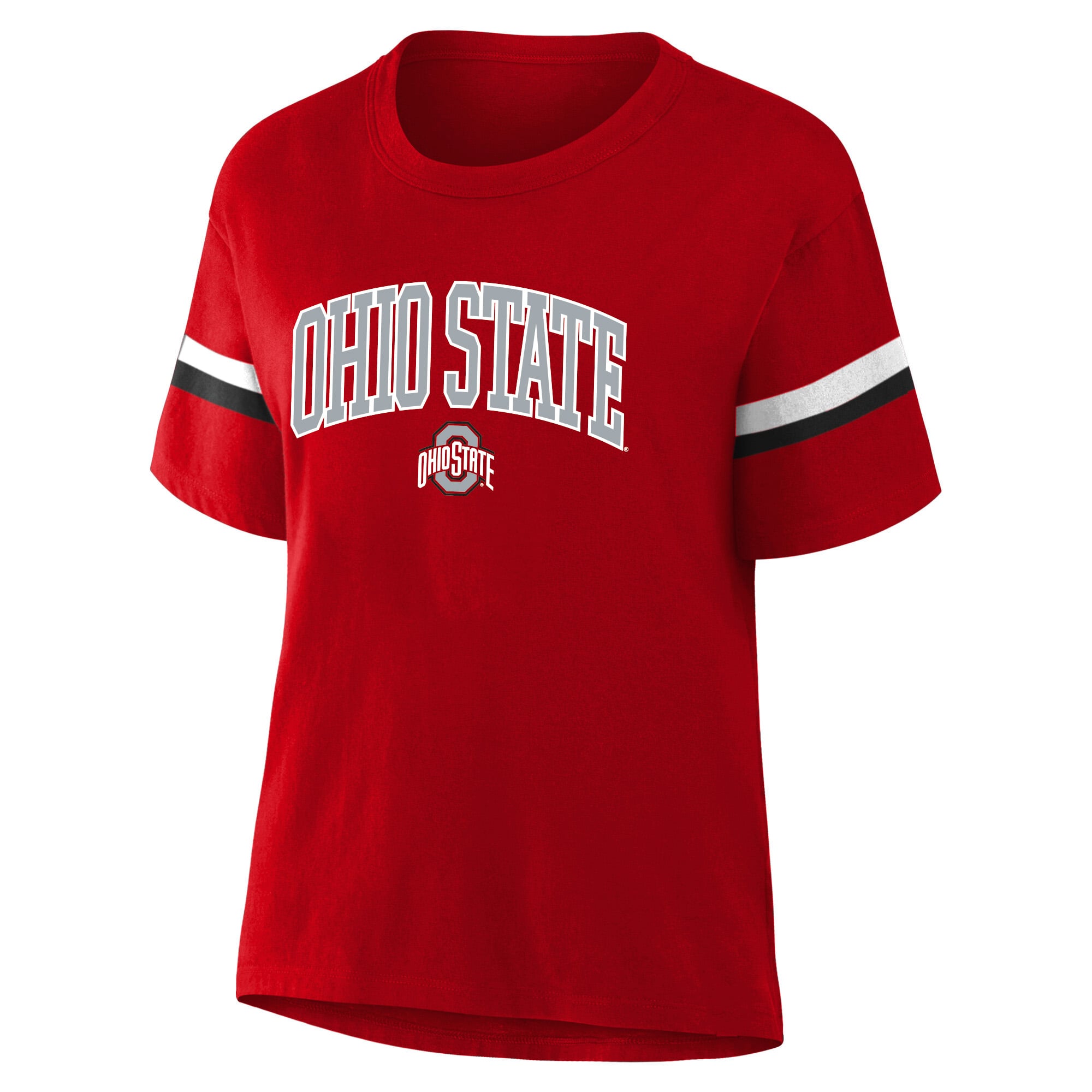 Women's Profile Scarlet Ohio State Buckeyes Stripe Plus T-Shirt