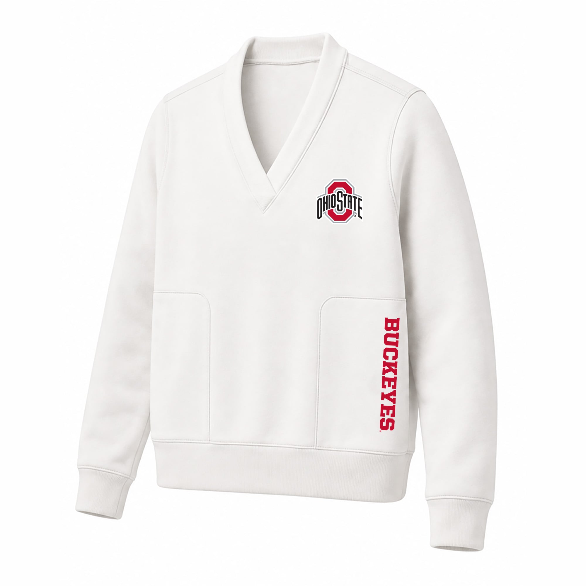 Sweat-shirt à col en V blanc grande taille des Ohio State Buckeyes pour femmes