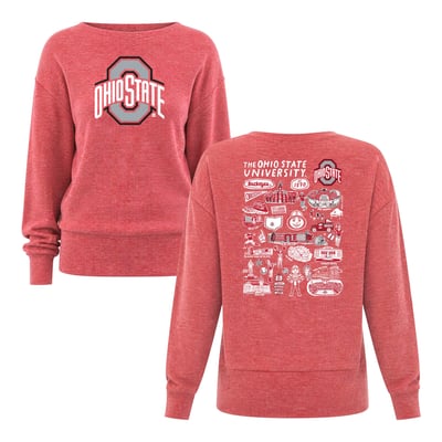 Ohio State Buckeyes Women's Impressions Lainey Ribbed Tunic Tri-Blend Sweatshirt - Scarlet