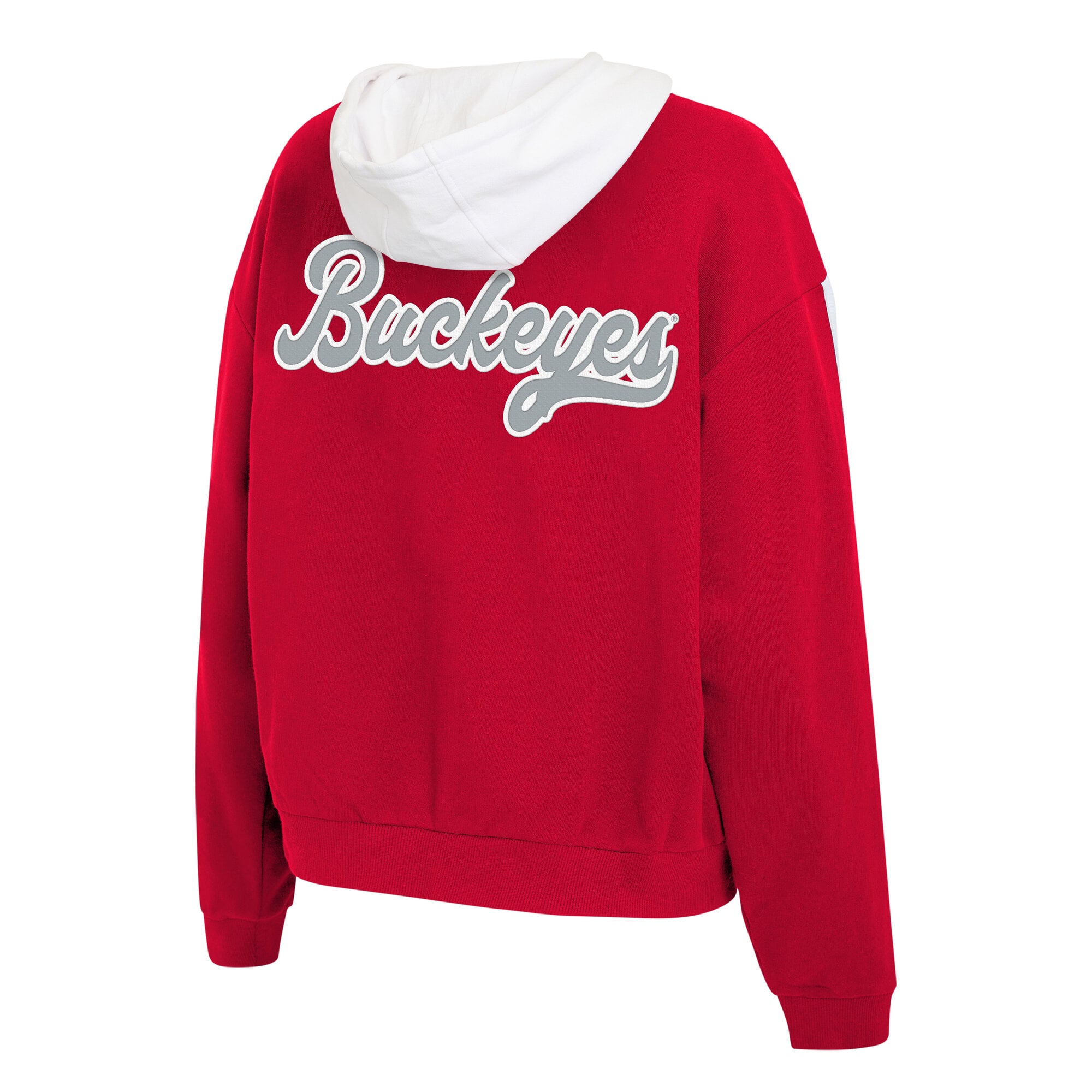 Sweat à capuche zippé pour femme WEAR by Erin Andrews Scarlet Ohio State Buckeyes rayures colorblock sur les manches