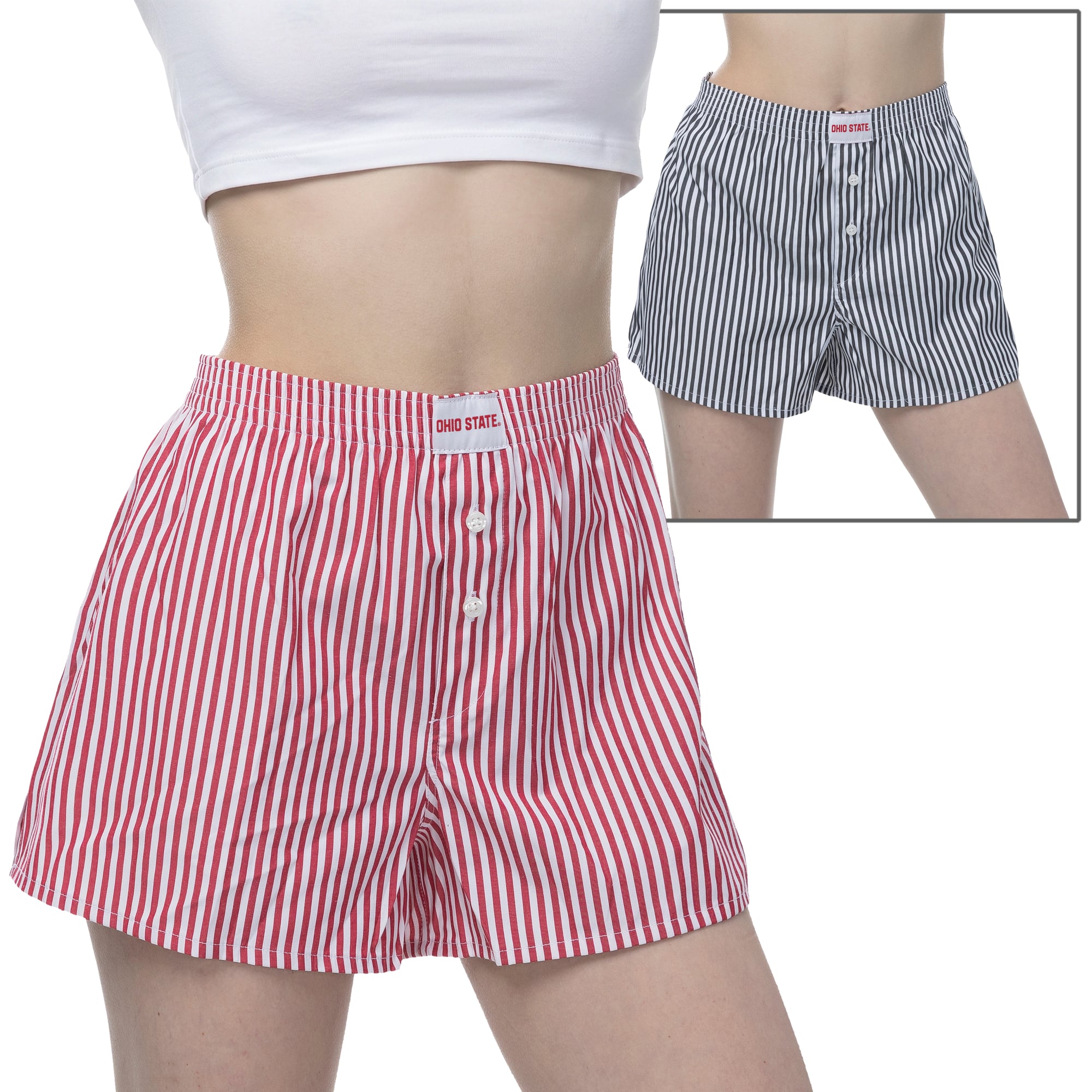 Women's ZooZatz  Red/Black Ohio State Buckeyes Two-Pack Boxer Shorts Set