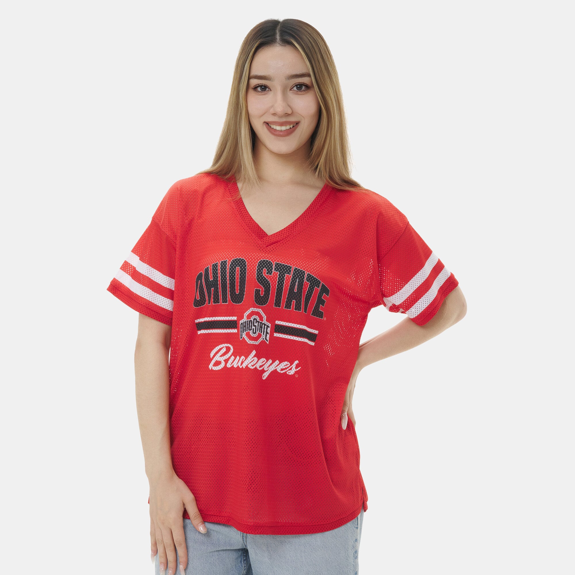 Women's ZooZatz Scarlet Ohio State Buckeyes Mesh Jersey Kickoff T-Shirt