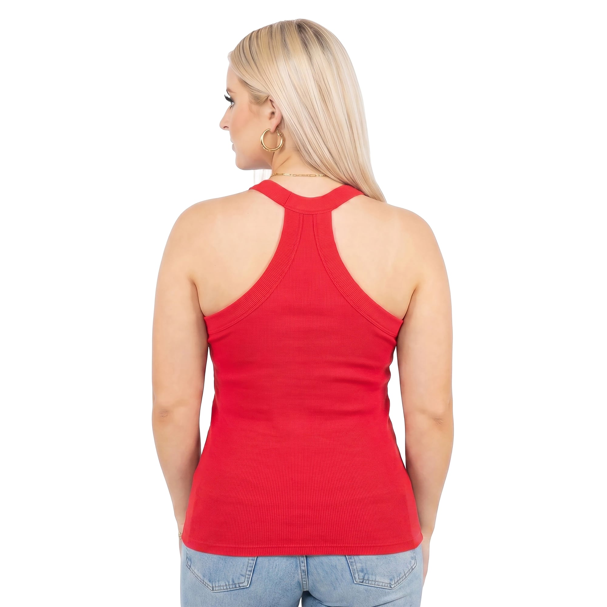 Women's ZooZatz  Scarlet Ohio State Buckeyes Tri-Blend Racerback Ribbed Tank Top