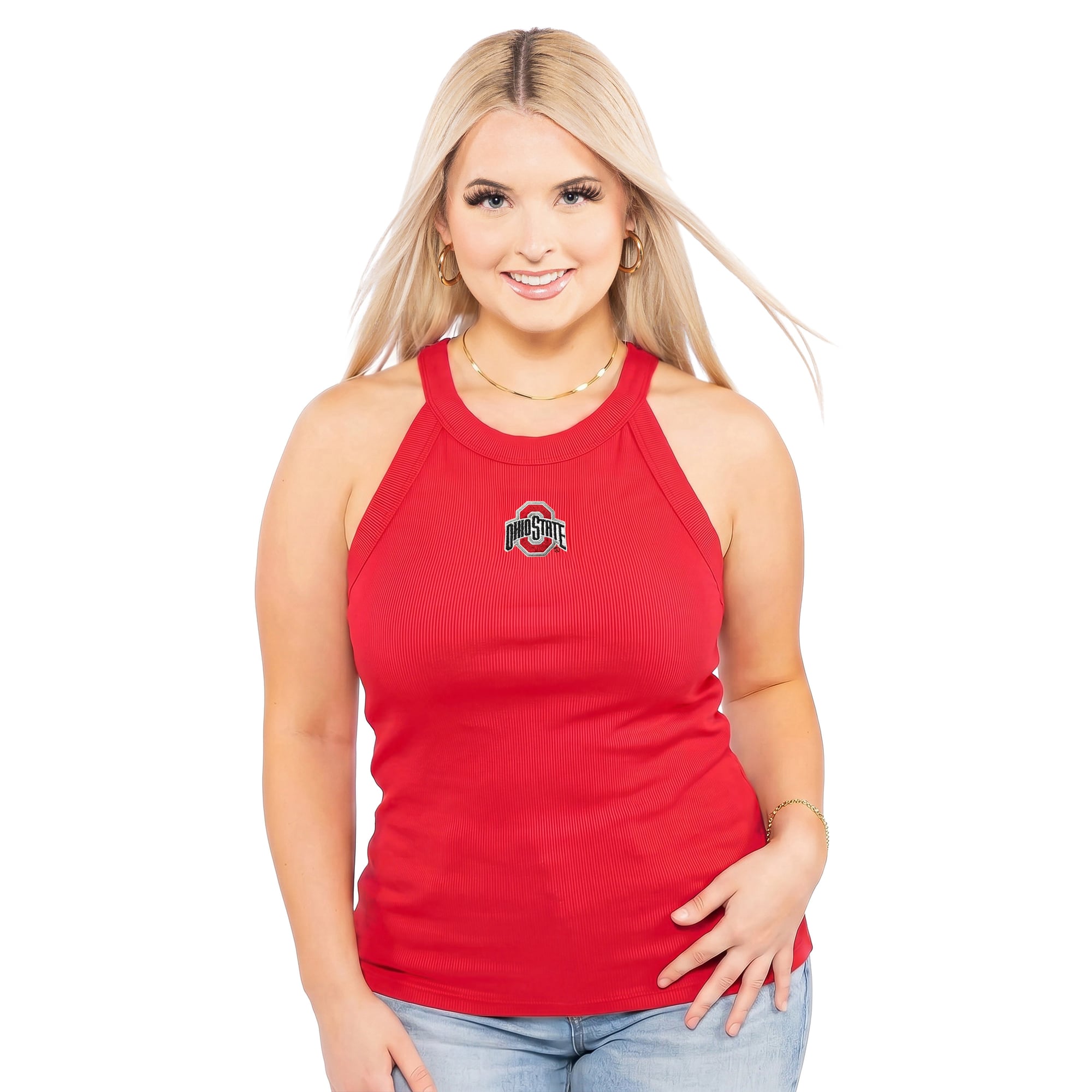 Women's ZooZatz  Scarlet Ohio State Buckeyes Tri-Blend Racerback Ribbed Tank Top
