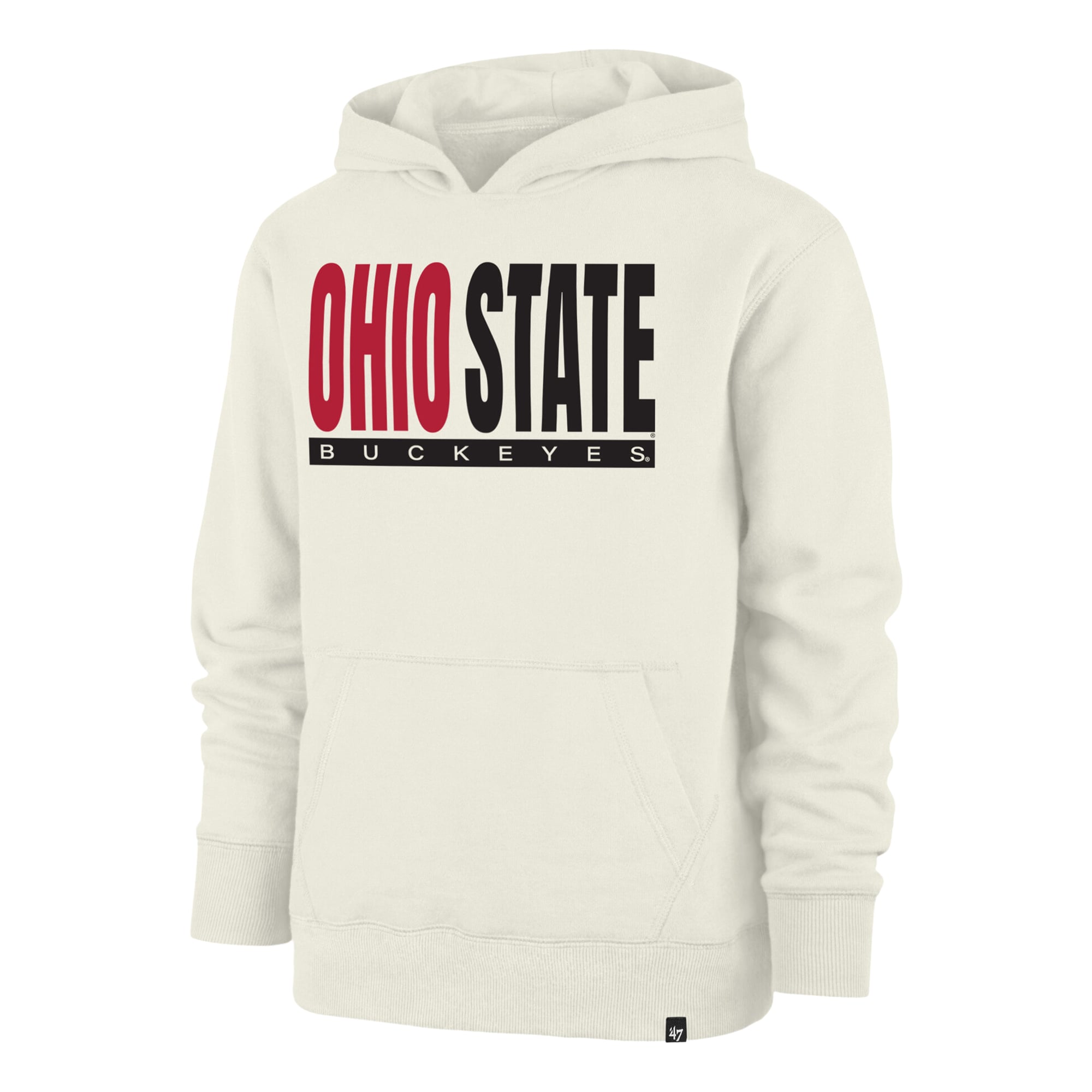 Youth '47 Cream Ohio State Buckeyes Block Text Pullover Hoodie