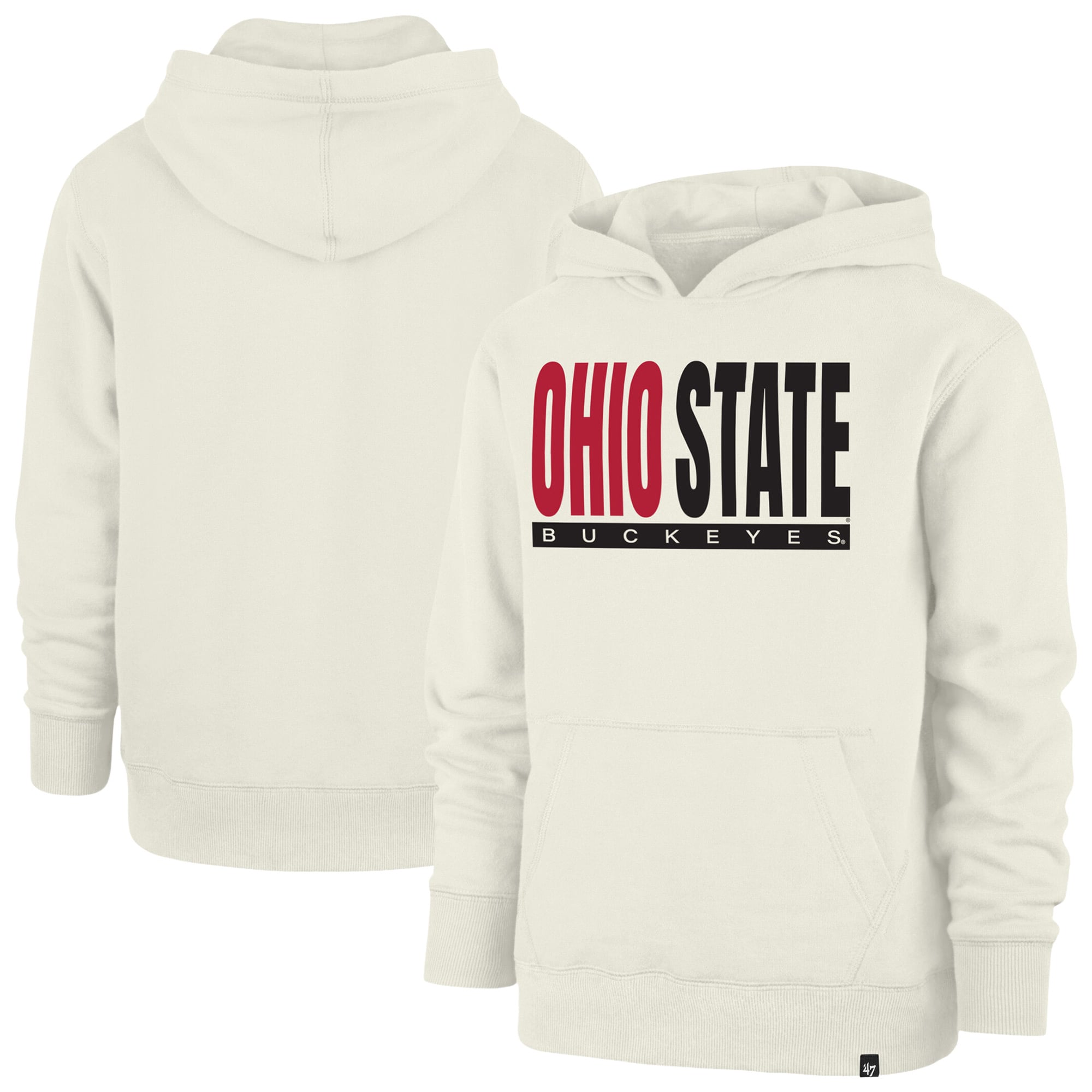 Youth '47 Cream Ohio State Buckeyes Block Text Pullover Hoodie