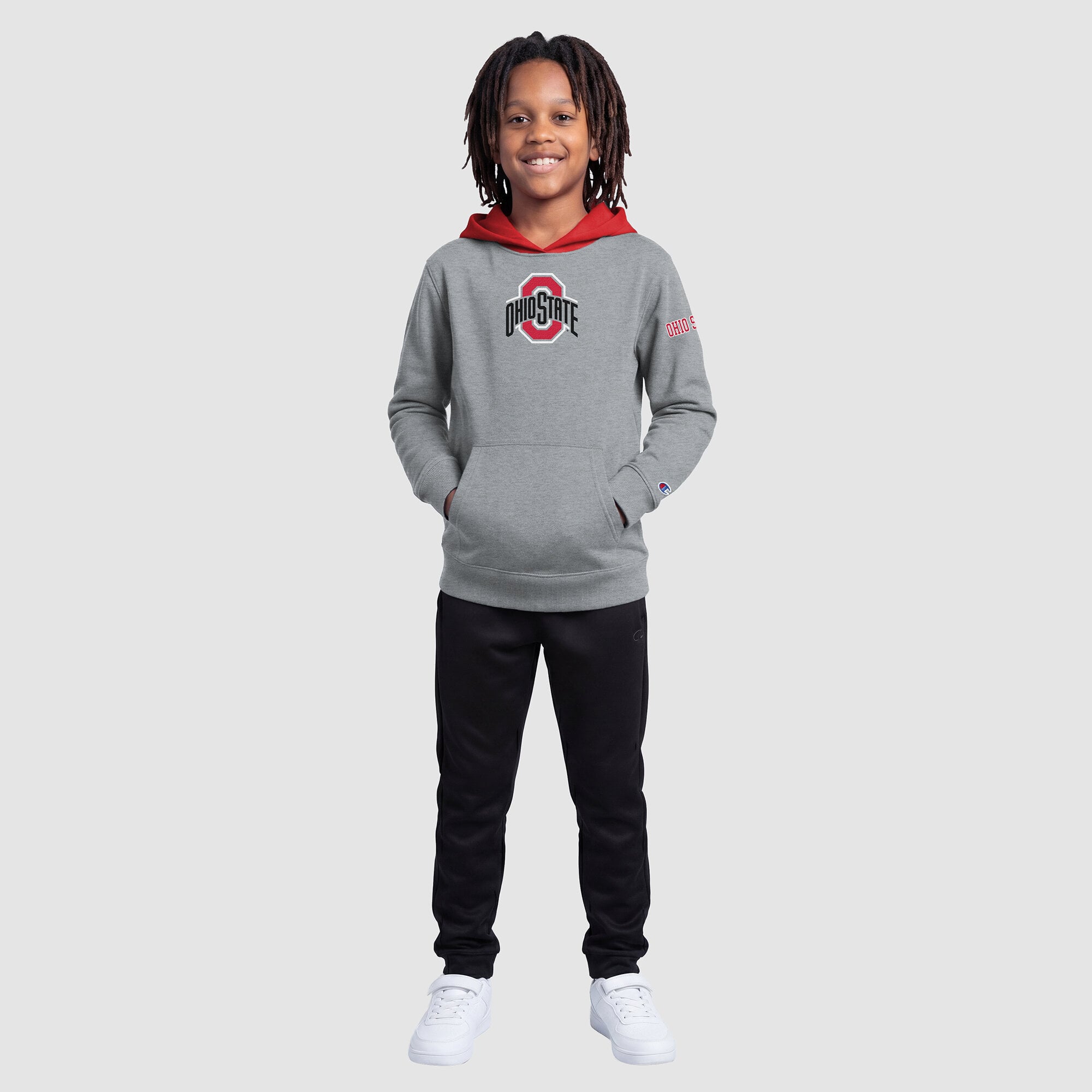 Youth Champion Heather Gray Ohio State Buckeyes Fleece Hoodie