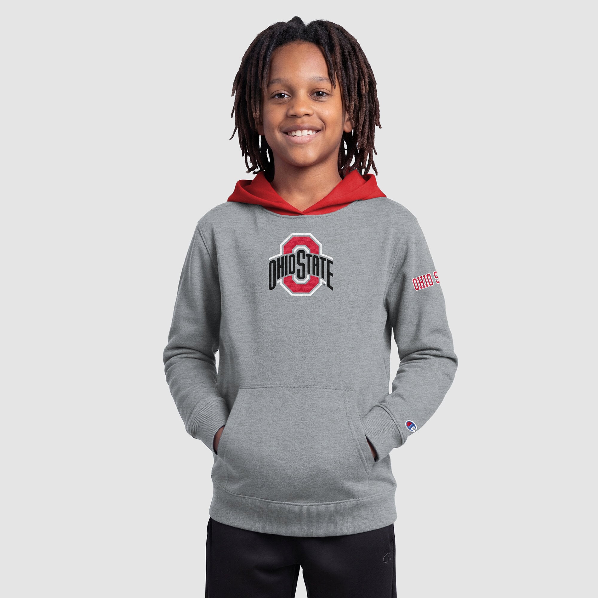 Youth Champion Heather Gray Ohio State Buckeyes Fleece Hoodie