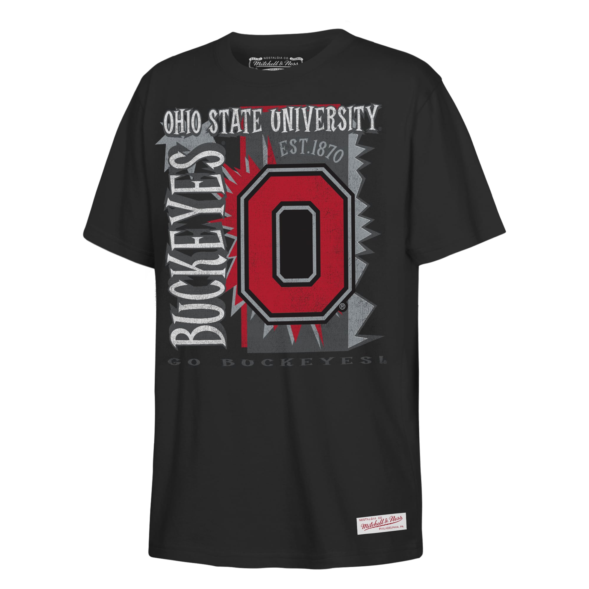 T-shirt Mitchell & Ness noir pour jeunes, motif Ohio State Buckeyes, style rétro années 90