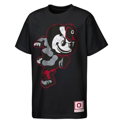  Ohio State Buckeyes Mitchell & Ness Youth Mascot Big Face Heavyweight T-Shirt - Black