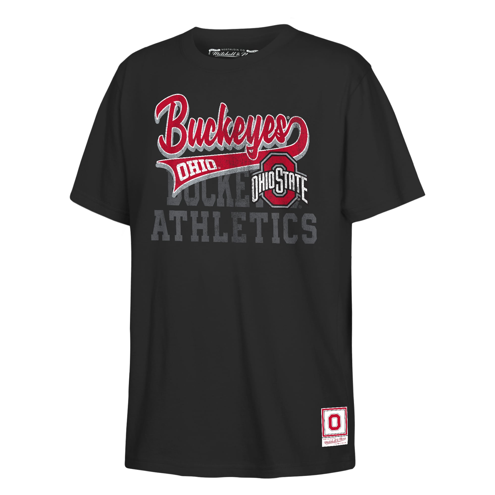 T-shirt rétro Mitchell & Ness noir pour enfant, motif Ohio State Buckeyes.