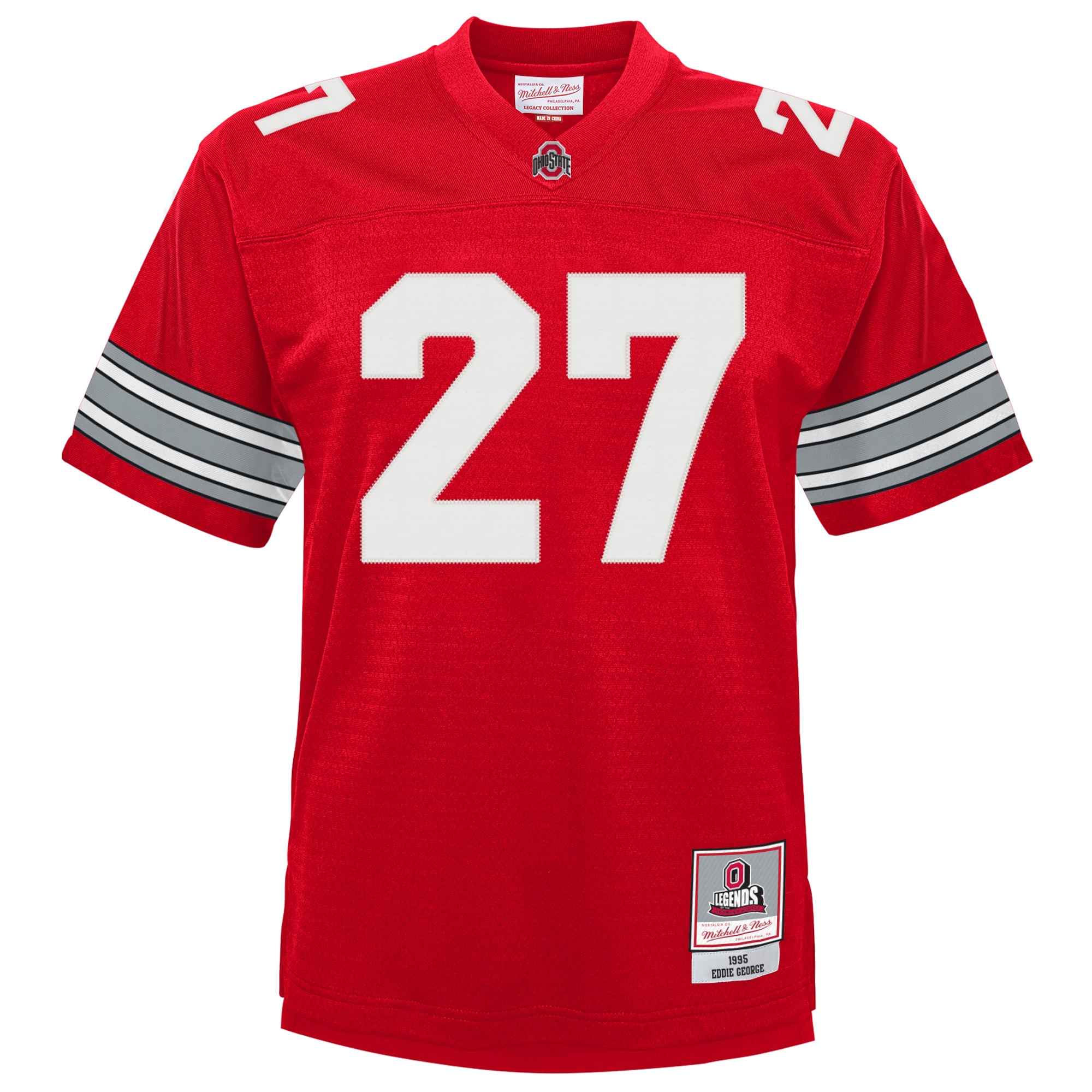 Maillot de football rétro Mitchell & Ness Eddie George Scarlet des Ohio State Buckeyes pour jeunes