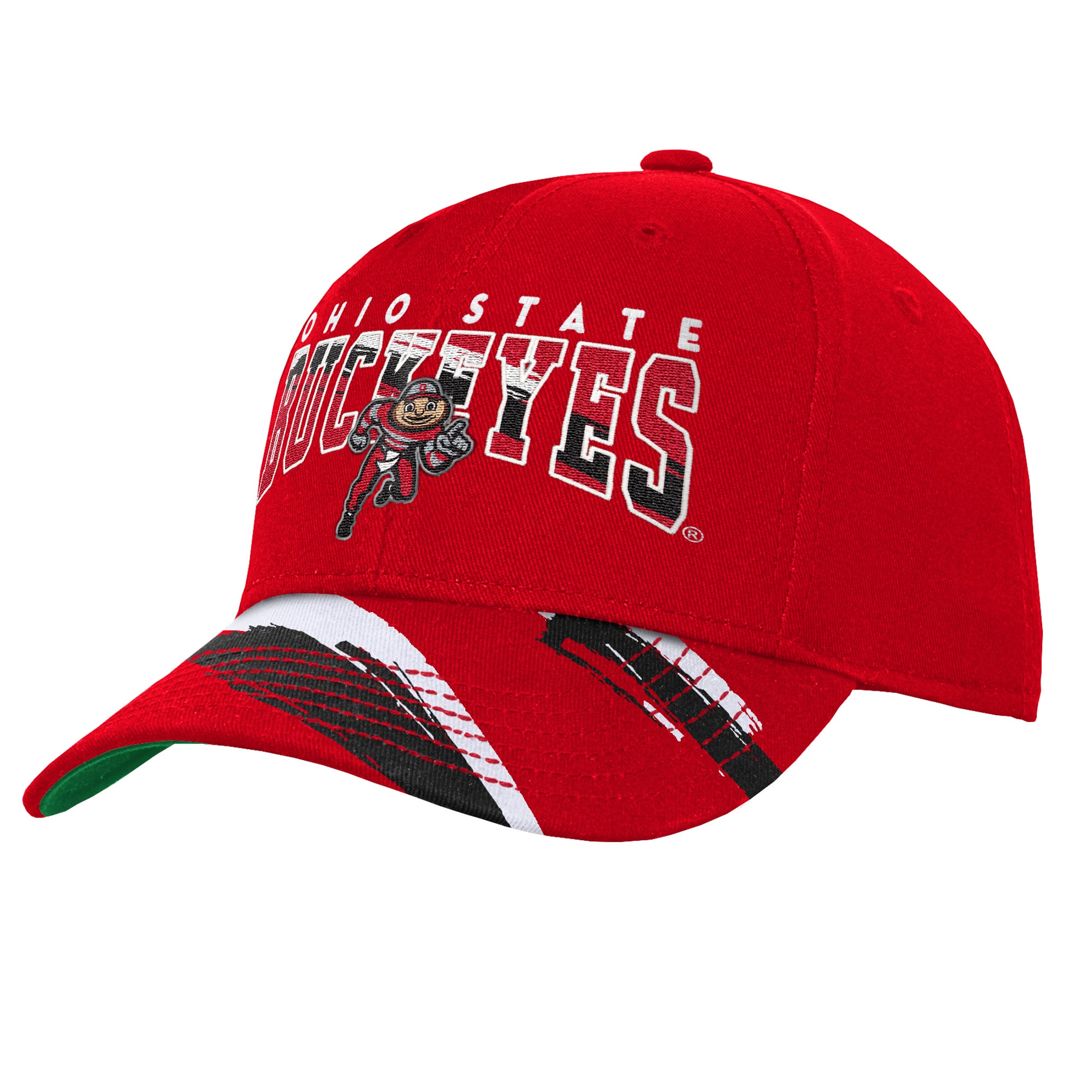 Casquette ajustable Mitchell & Ness Scarlet Ohio State Buckeyes Mascot Streaks Pro Crown pour enfant