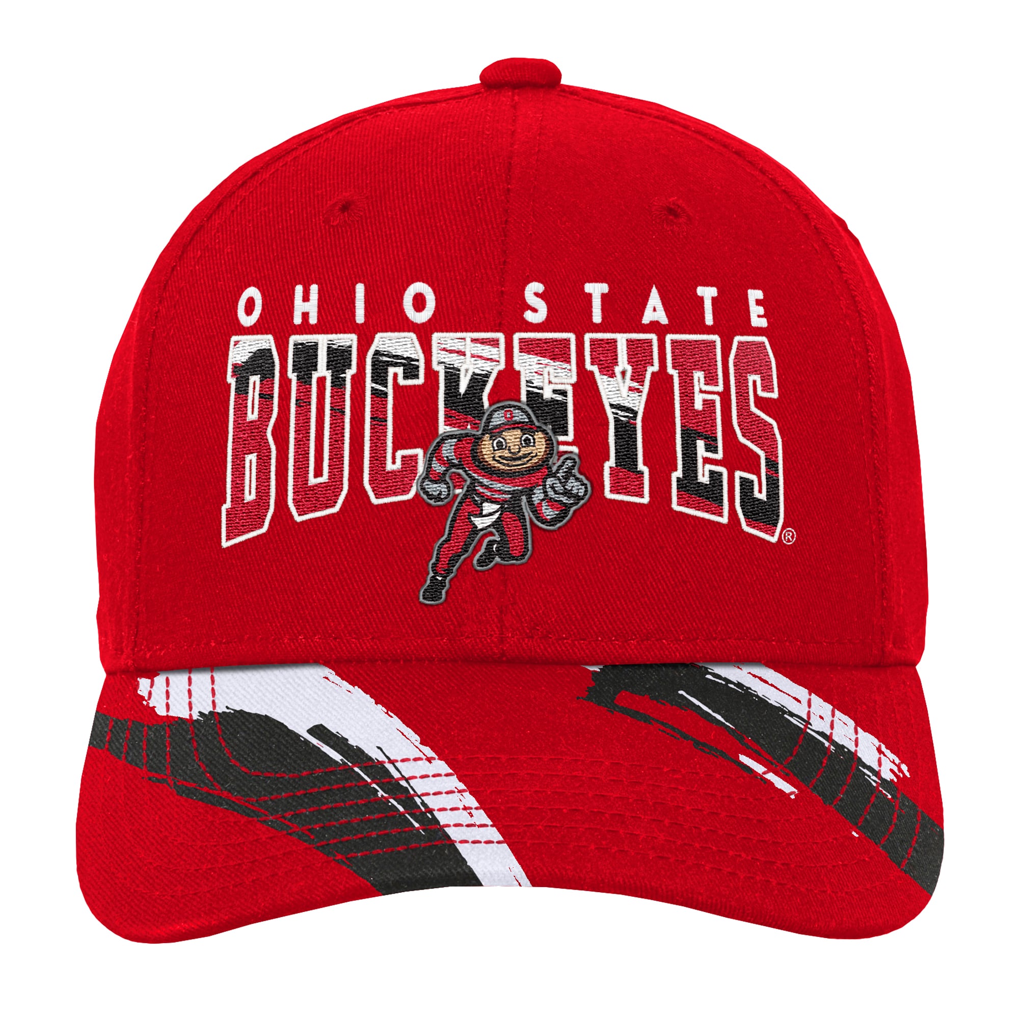 Casquette ajustable Mitchell & Ness Scarlet Ohio State Buckeyes Mascot Streaks Pro Crown pour enfant