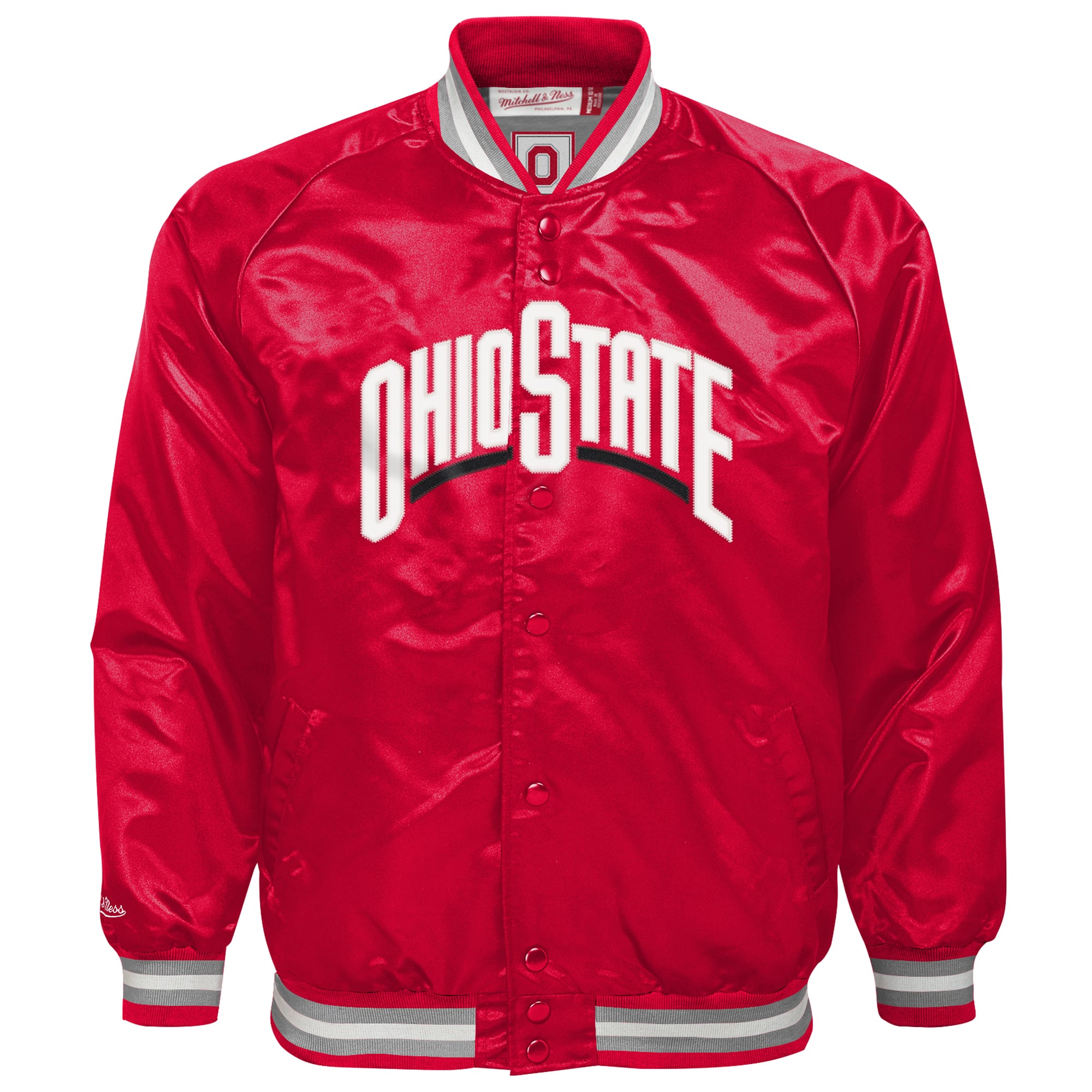 Youth Mitchell & Ness Scarlet Ohio State Buckeyes Satin Full-Snap Raglan Jacket