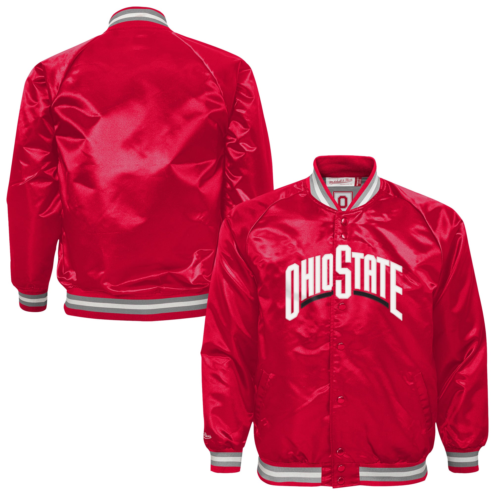 Youth Mitchell & Ness Scarlet Ohio State Buckeyes Satin Full-Snap Raglan Jacket