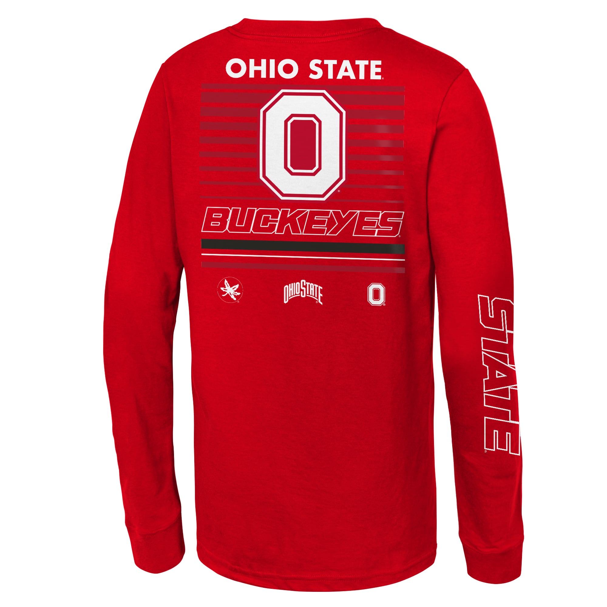 T-shirt à manches longues Mitchell & Ness Scarlet Ohio State Buckeyes Triple Play pour enfant