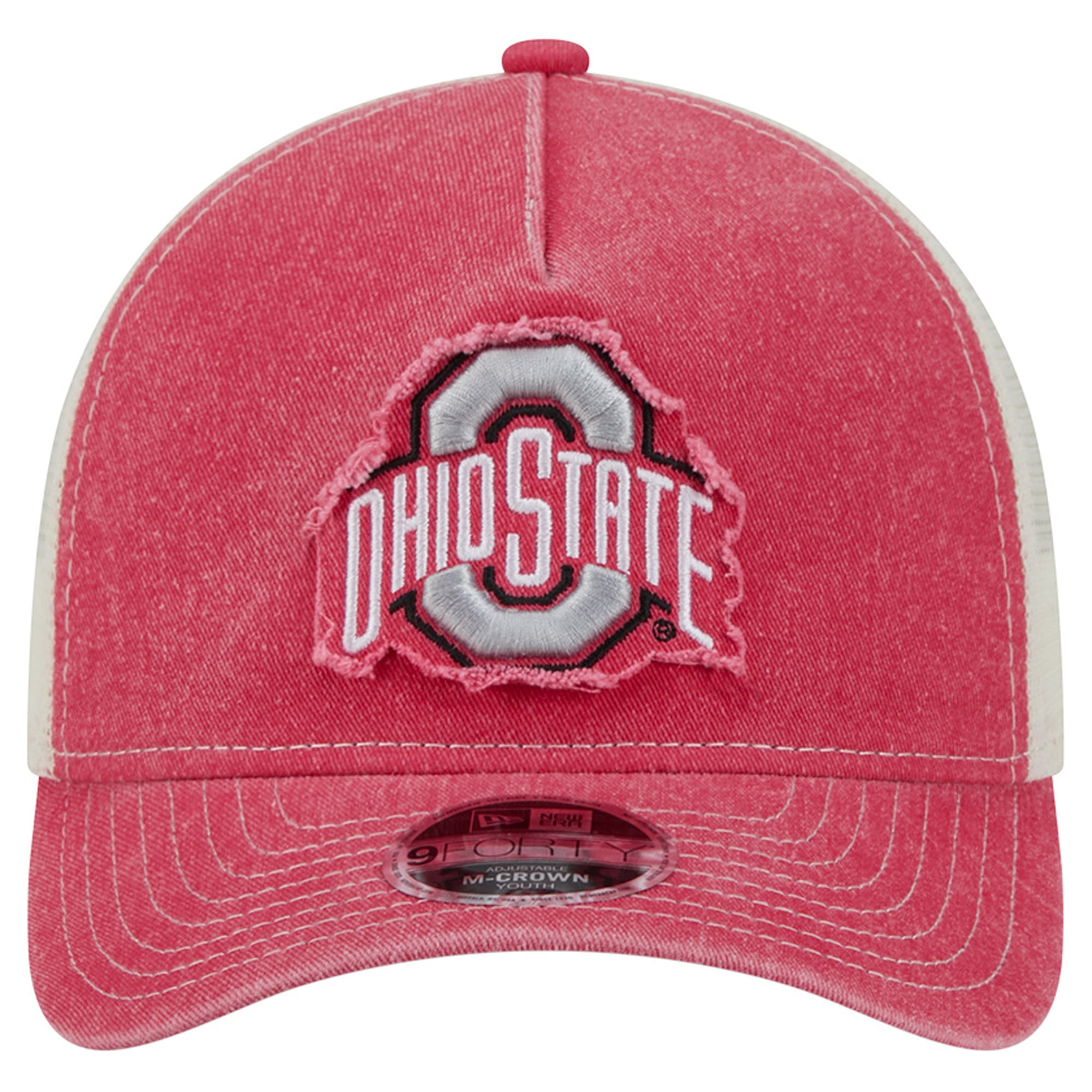 Casquette trucker rétro ajustable New Era Scarlet Ohio State Buckeyes 9FORTY pour jeunes, modèle A-Frame M-Crown