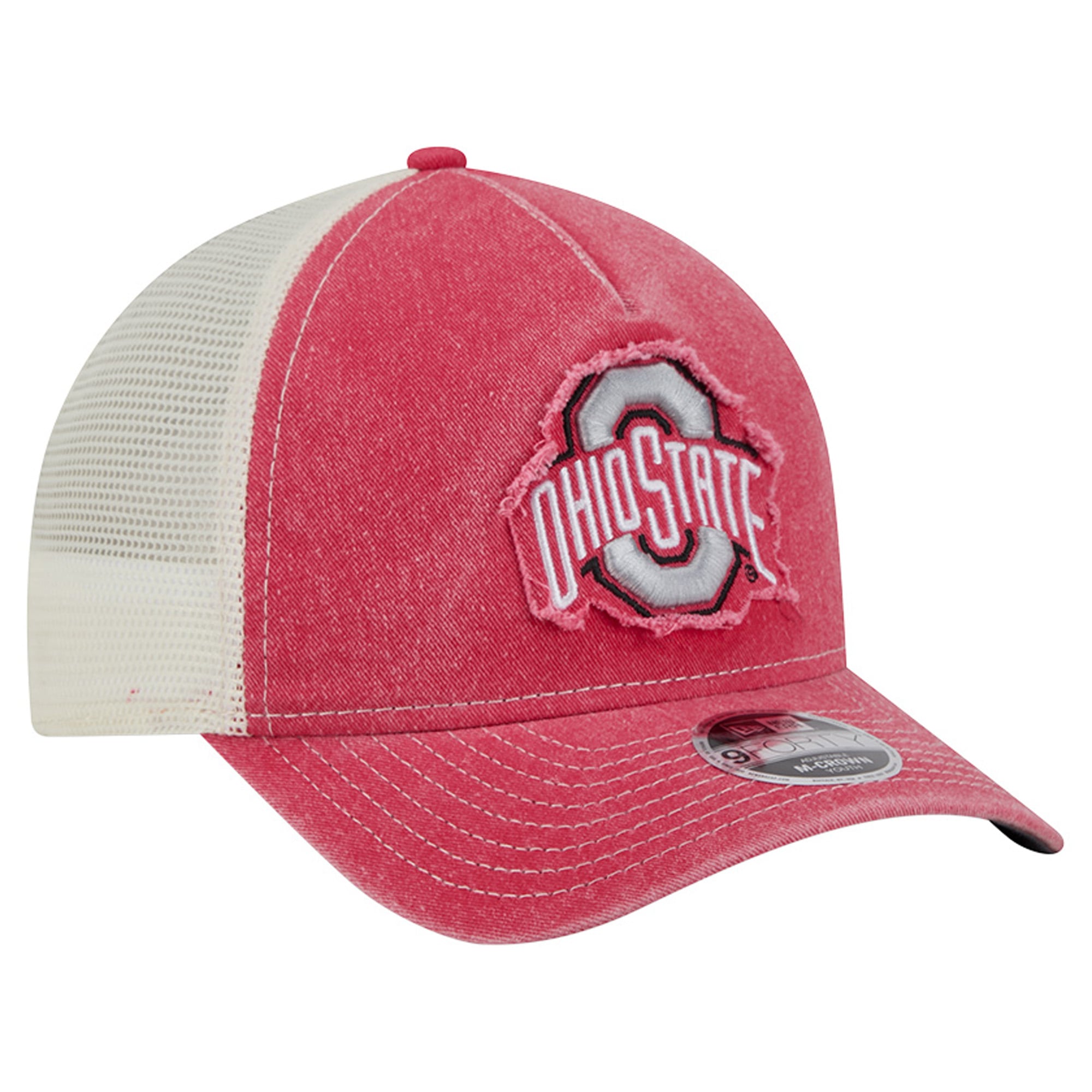 Casquette trucker rétro ajustable New Era Scarlet Ohio State Buckeyes 9FORTY pour jeunes, modèle A-Frame M-Crown