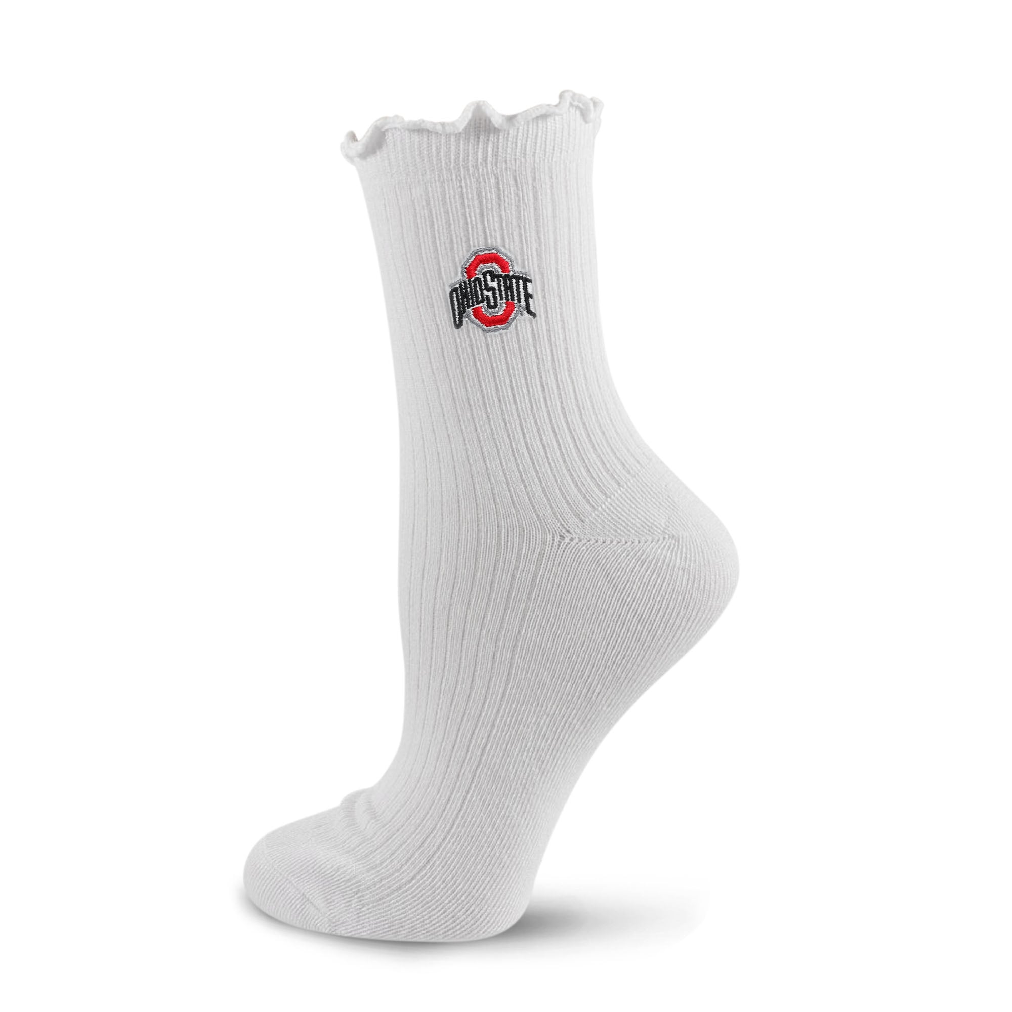 Youth PRO Compression  White Ohio State Buckeyes Logo Lettuce Hem Quarter Socks