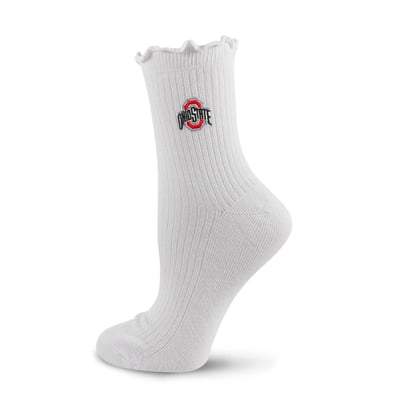  Ohio State Buckeyes PRO Compression Youth Logo Lettuce Hem Quarter Socks - White