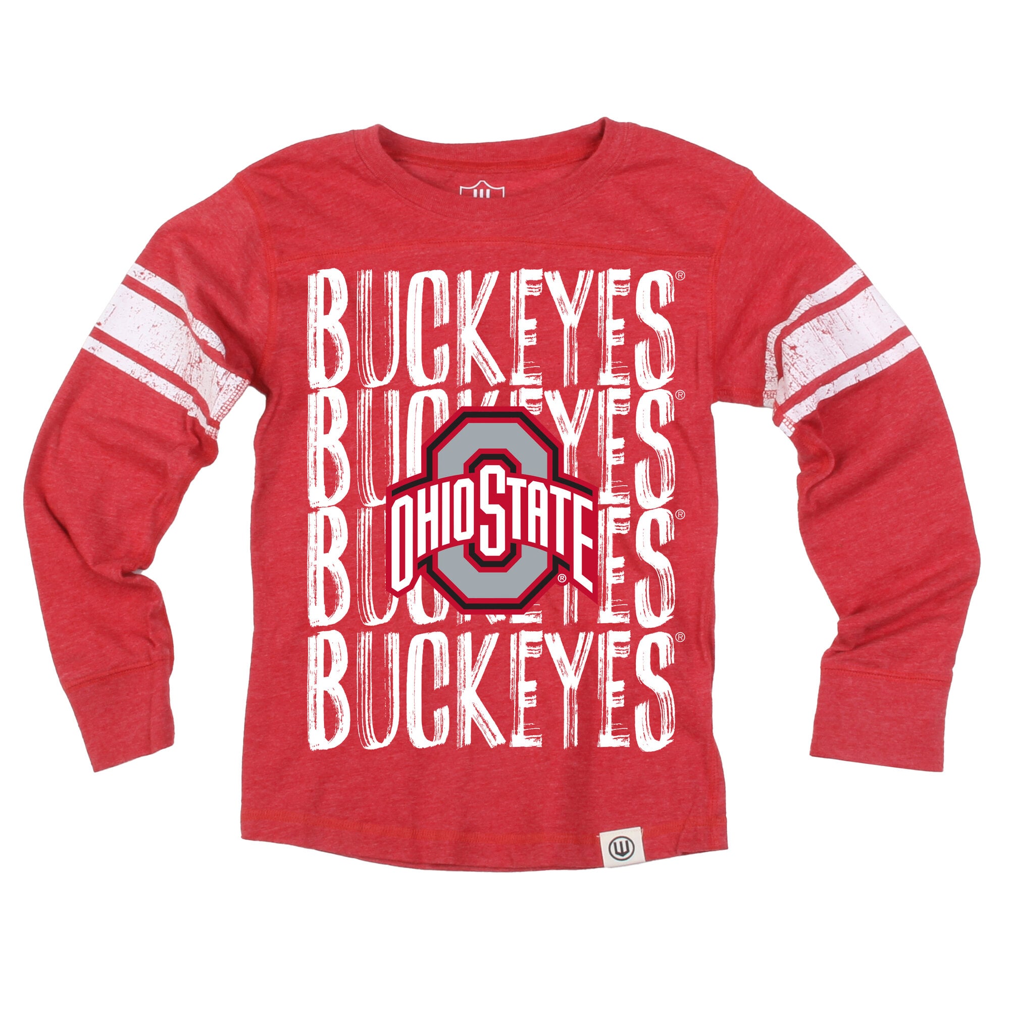 T-shirt de football à manches longues pour jeunes Wes & Willy Scarlet Ohio State Buckeyes