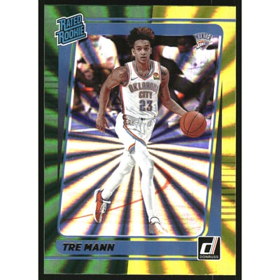 2021-22 Donruss Holo Green and Yellow Laser #218 Tre Mann RR