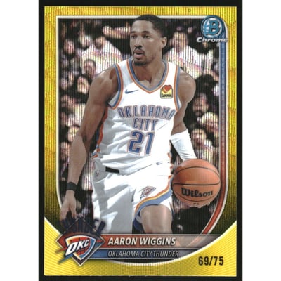 2025-26 Bowman Chrome Yellow Wave Refractors #BCV186 Aaron Wiggins