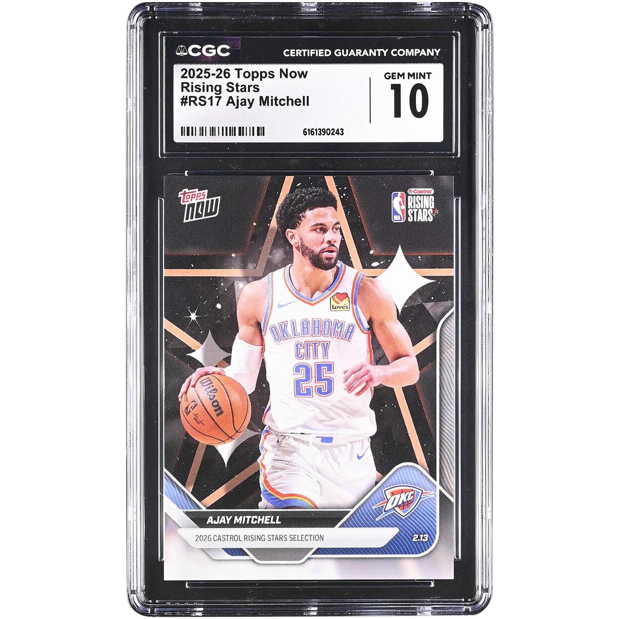 Carte Ajay Mitchell Oklahoma City Thunder 2025-26 Topps Now Rising Stars #RS17 authentifiée CGC (10 cartes)