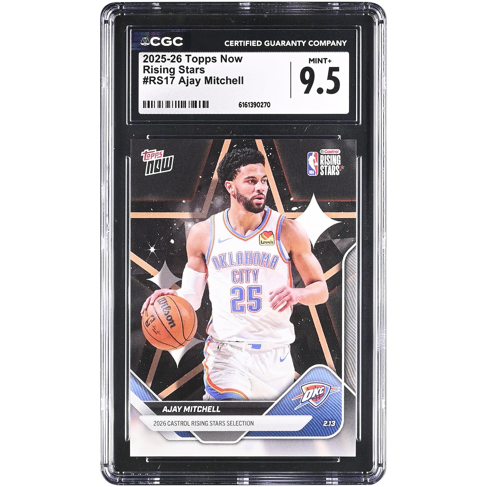 Carte Ajay Mitchell Oklahoma City Thunder 2025-26 Topps Now Rising Stars #RS17 authentifiée CGC 9.5