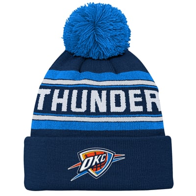  Oklahoma City Thunder Outerstuff Backboard Jacquard Cuffed Knit Hat with Pom Backboard Jacquard Cuffed Knit Hat with Pom - Navy