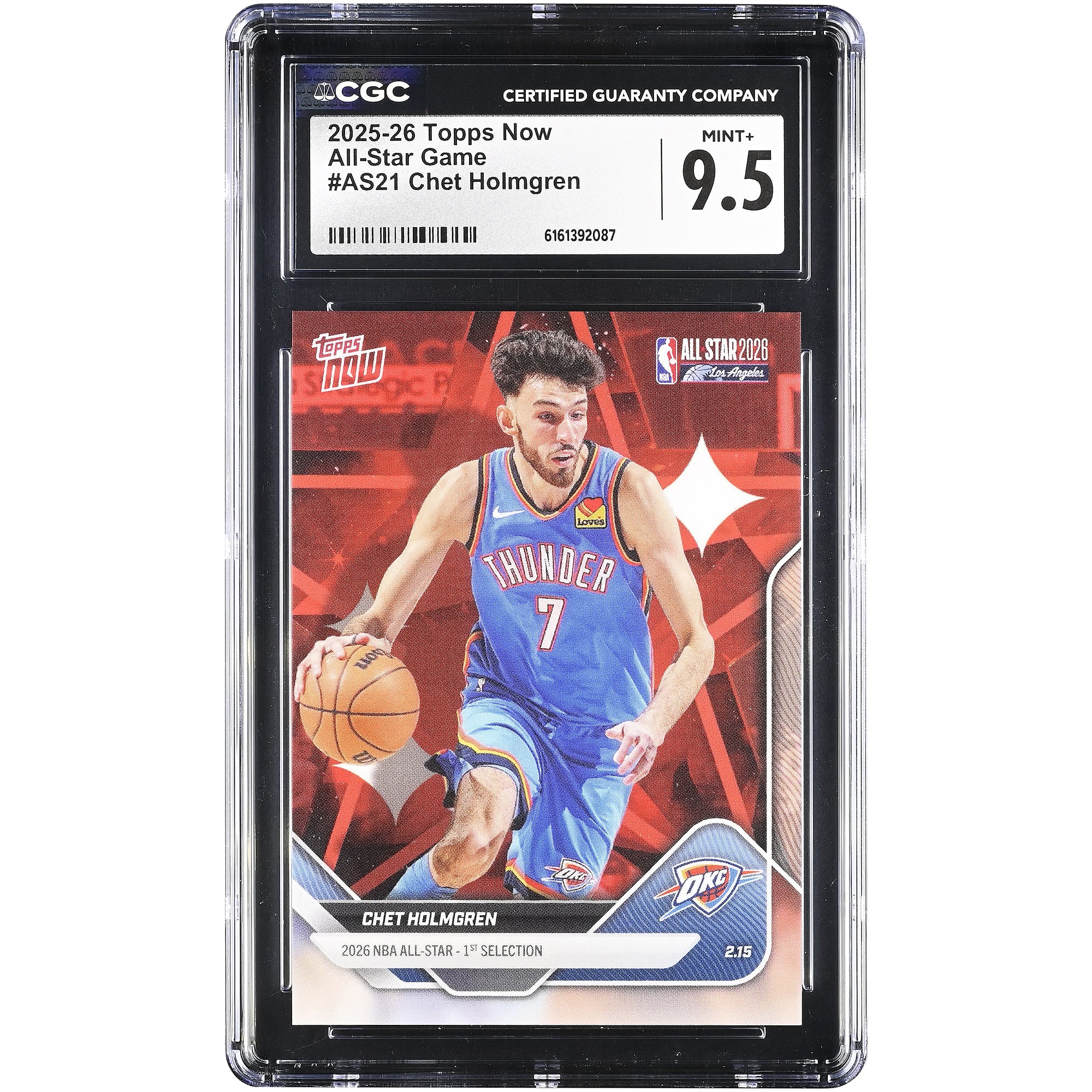 Carte Chet Holmgren Oklahoma City Thunder 2025-26 Topps Now All-Star Game #AS21 authentifiée CGC 9.5
