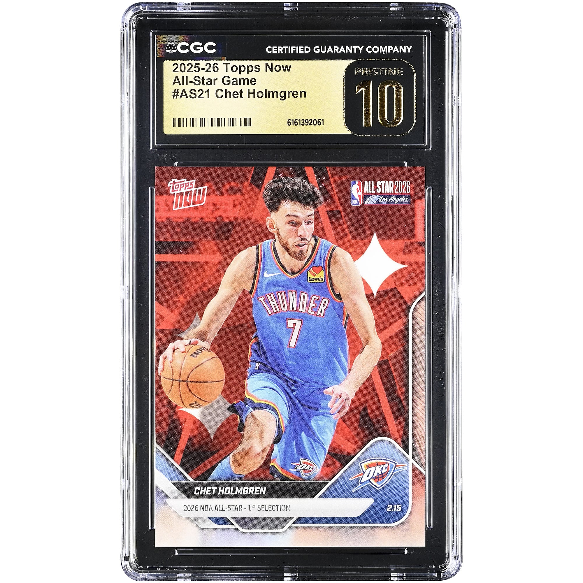 Carte Chet Holmgren Oklahoma City Thunder 2025-26 Topps Now All-Star Game #AS21 authentifiée CGC PRISTINE 10