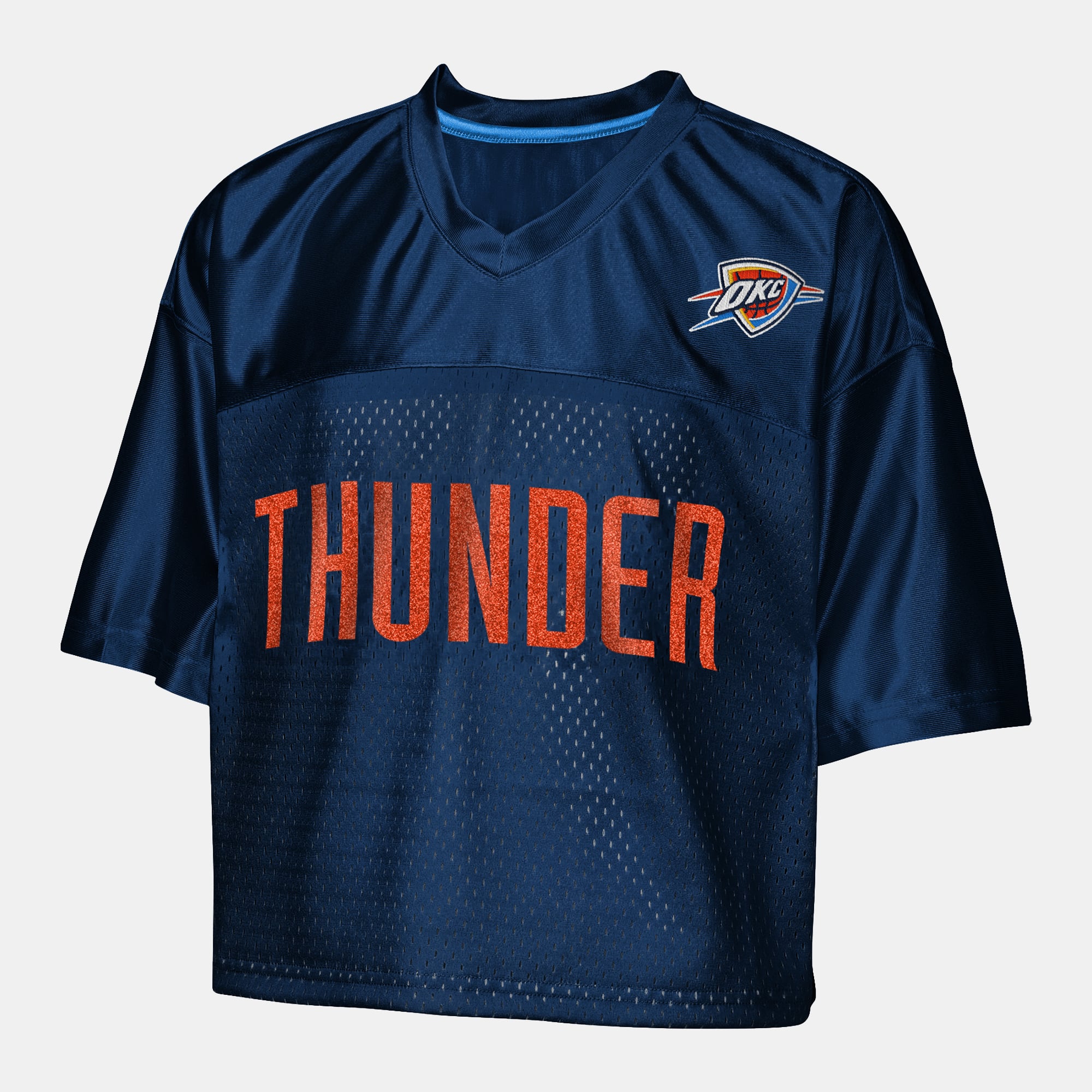 T-shirt court à col en V Outerstuff bleu marine Oklahoma City Thunder pour jeunes filles