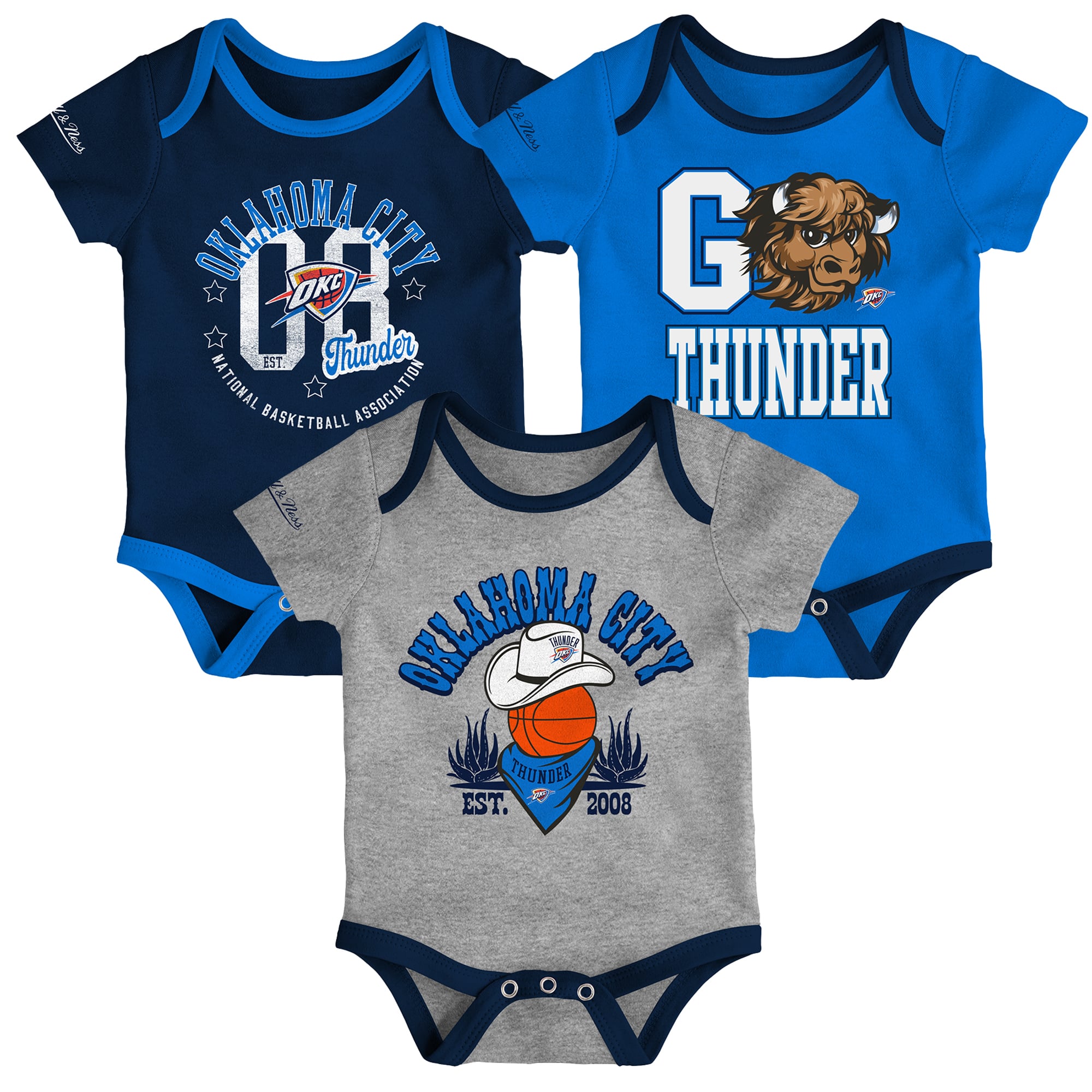Ensemble de 3 bodies pour bébé Mitchell & Ness Oklahoma City Thunder