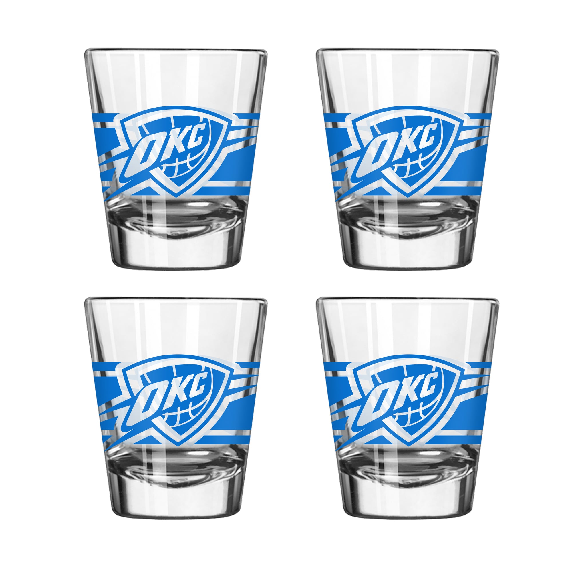 Ensemble de quatre verres à shot rayés Logo Brands Oklahoma City Thunder