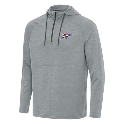 Oklahoma City Thunder Antigua Spikes Raglan Quarter-Zip Hoodie - Heather Gray