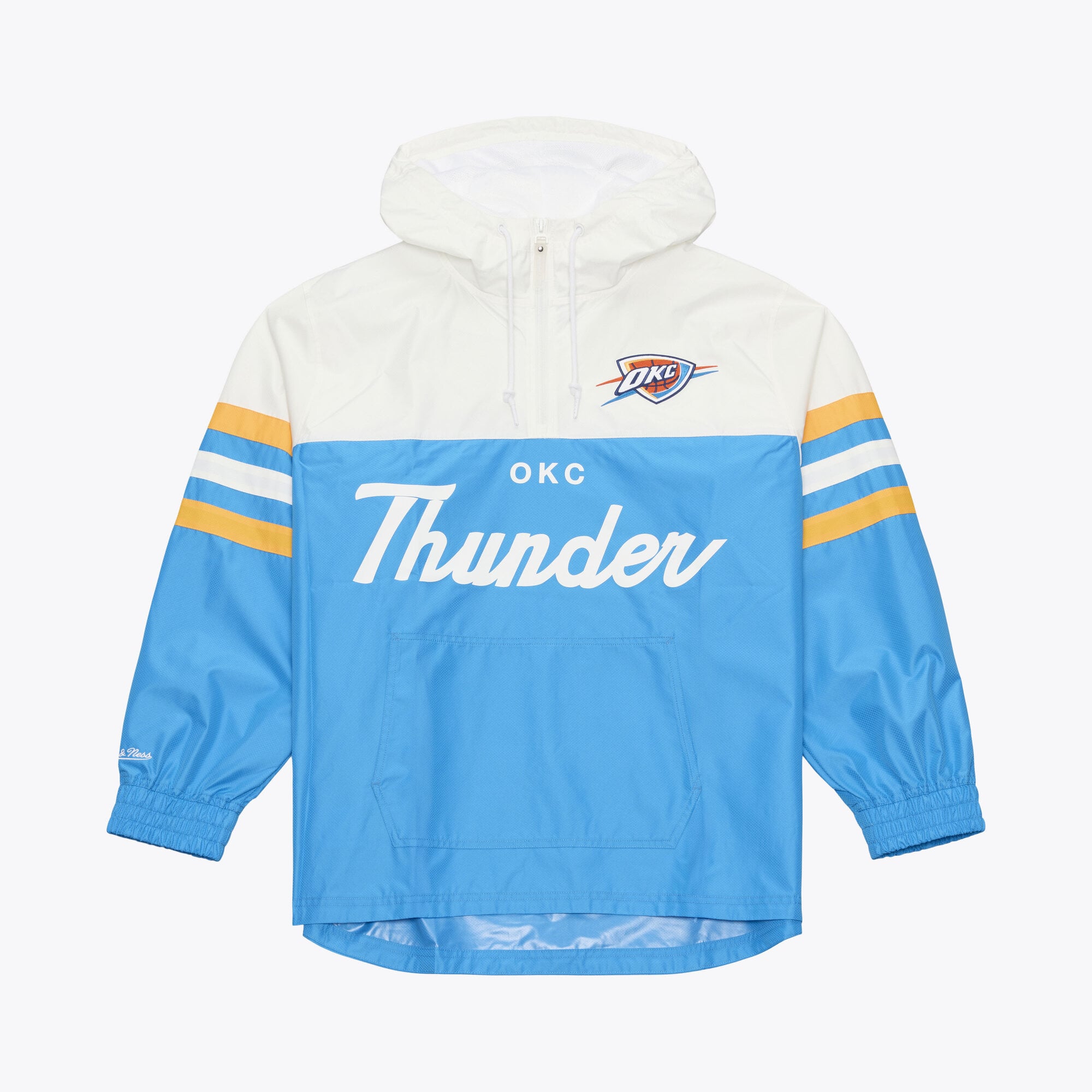 Men's Mitchell & Ness  Blue Oklahoma City Thunder Head Coach Lightweight Anorak Quarter-Zip Windbreaker