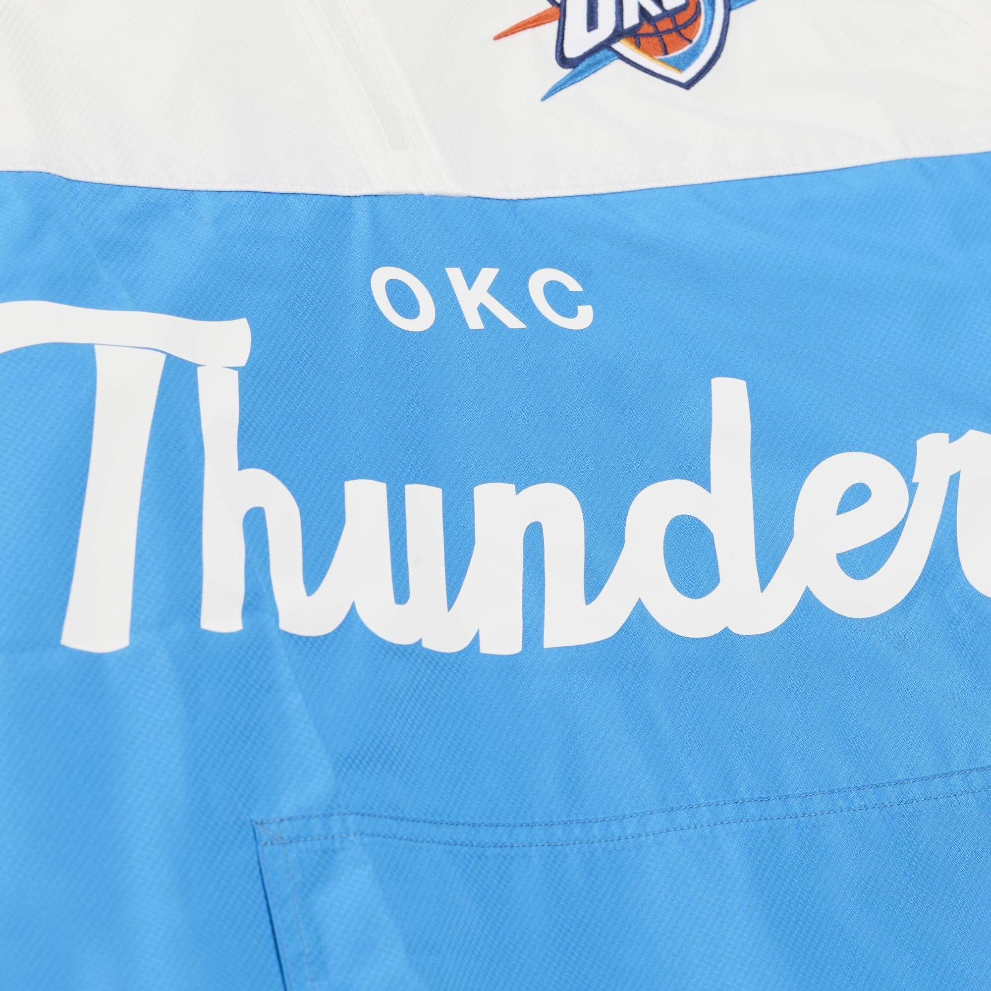 Men's Mitchell & Ness  Blue Oklahoma City Thunder Head Coach Lightweight Anorak Quarter-Zip Windbreaker