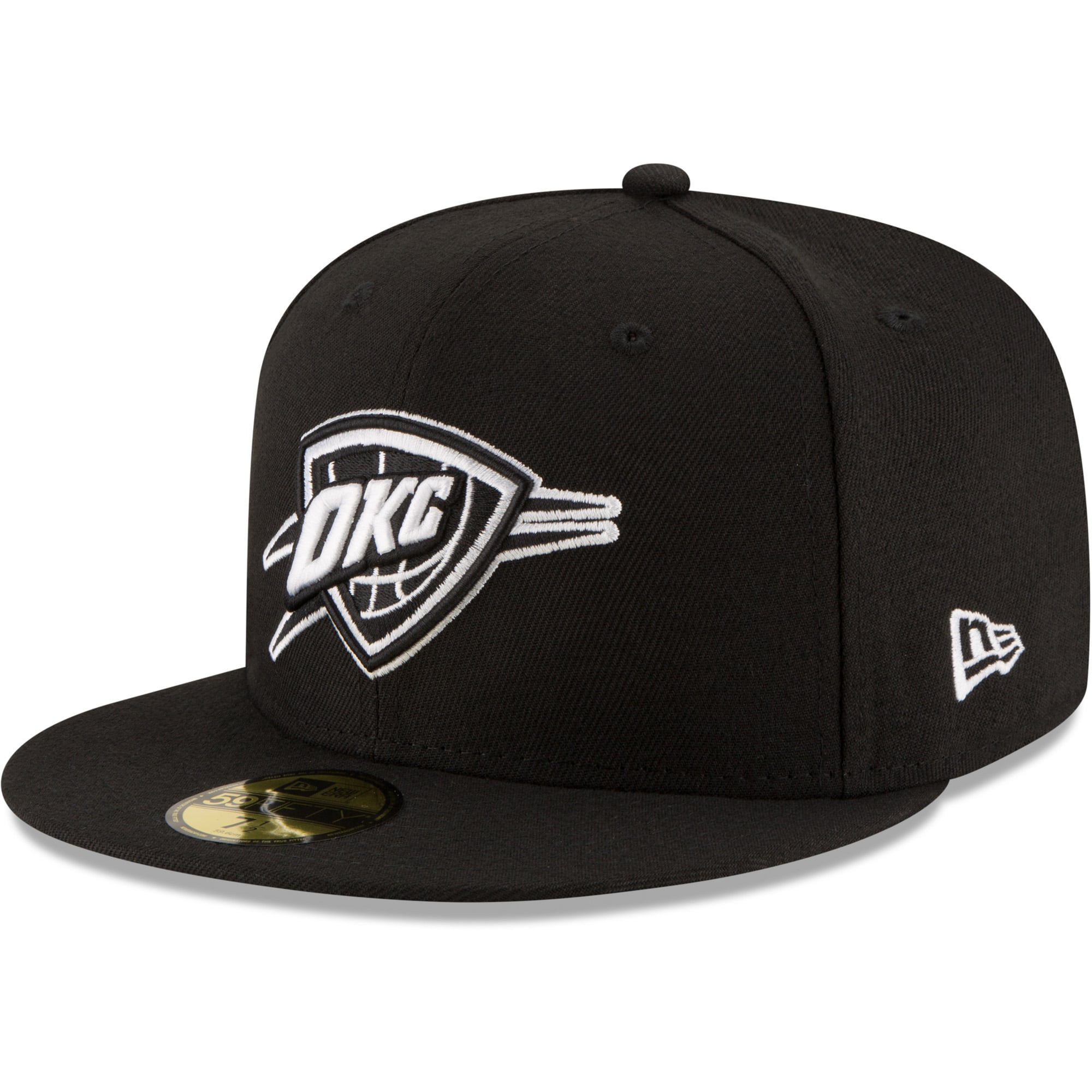 Men's Oklahoma City Thunder New Era Black Black & White Logo 59FIFTY Fitted Hat