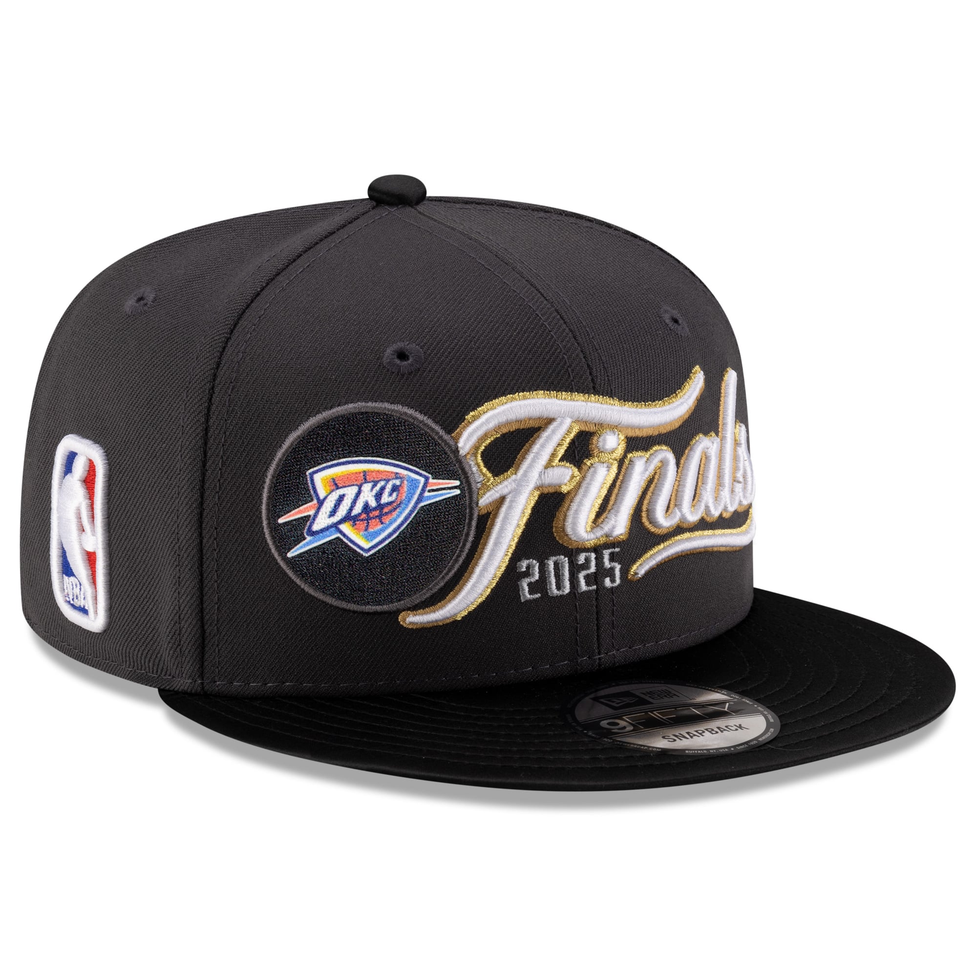 Men's Oklahoma City Thunder New Era Charcoal/Black 2025 Western Conference Champions Locker Room 9FIFTY Snapback Hat