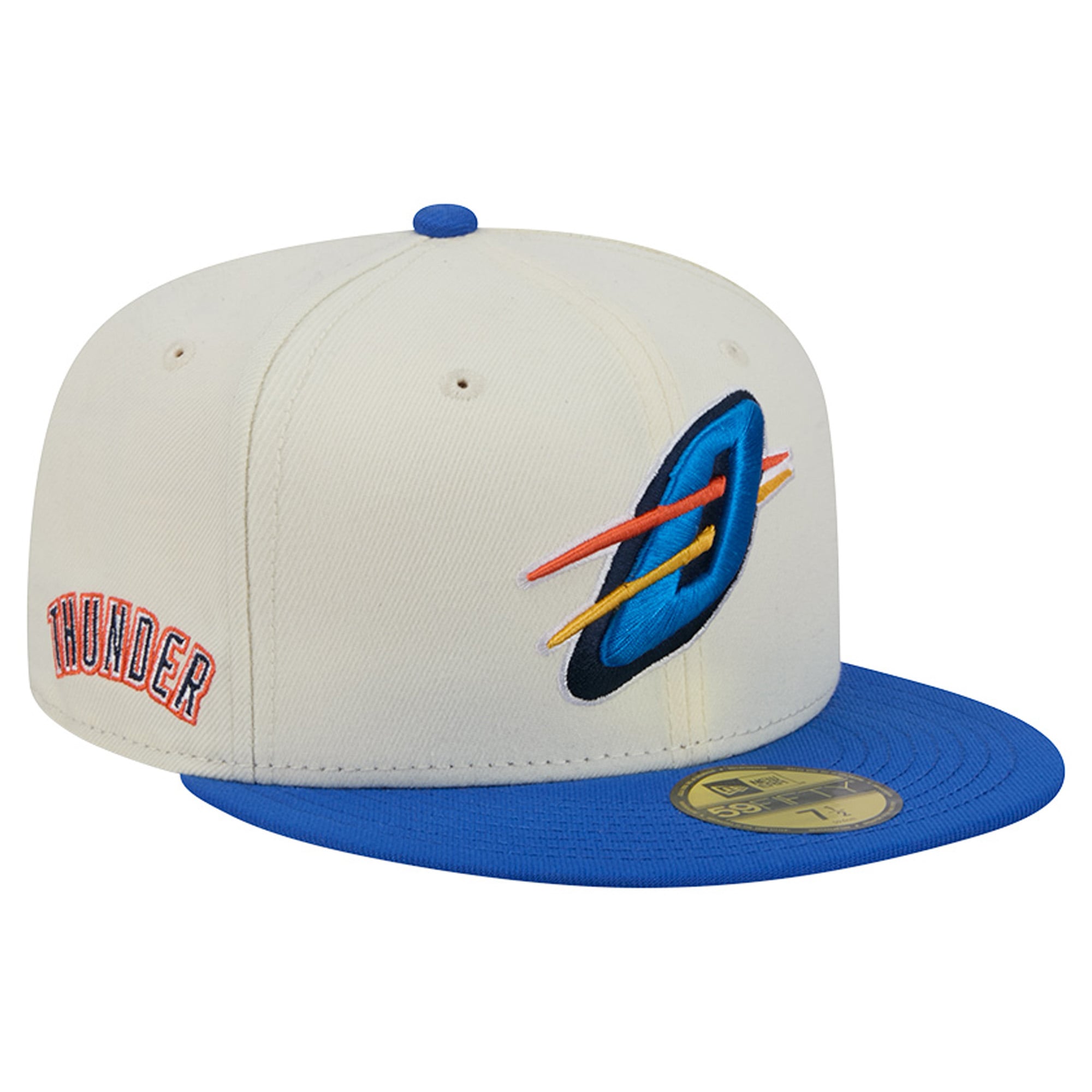 Men's New Era Cream/Blue Oklahoma City Thunder Deceptor 59FIFTY Fitted Hat