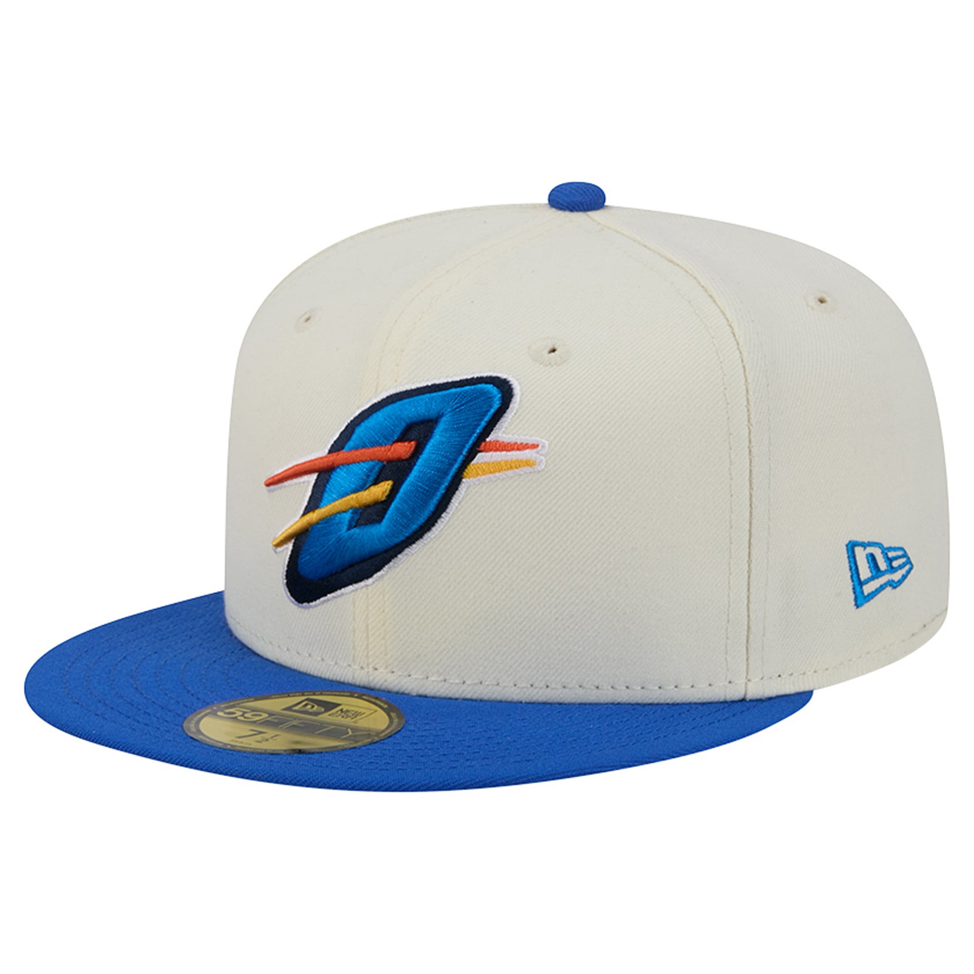 Men's New Era Cream/Blue Oklahoma City Thunder Deceptor 59FIFTY Fitted Hat