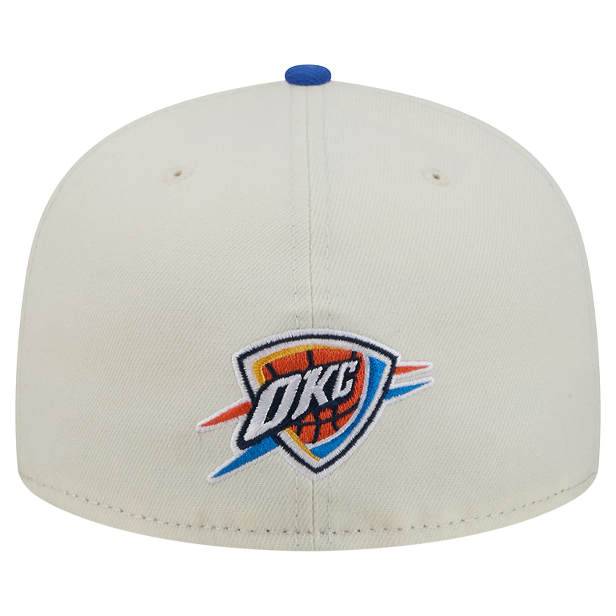 Men's New Era Cream/Blue Oklahoma City Thunder Deceptor 59FIFTY Fitted Hat