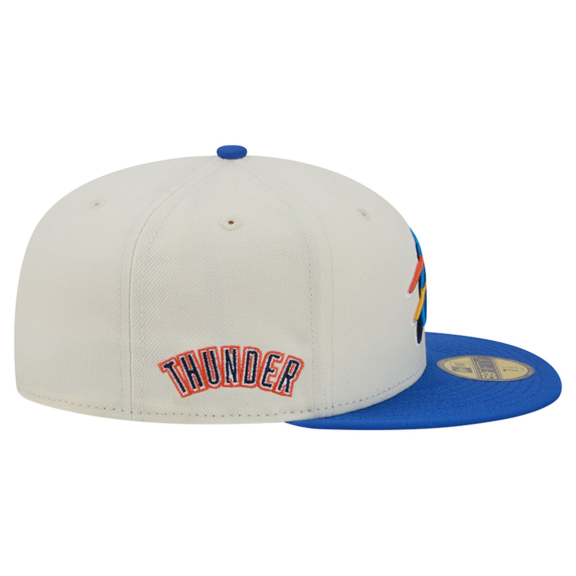 Men's New Era Cream/Blue Oklahoma City Thunder Deceptor 59FIFTY Fitted Hat