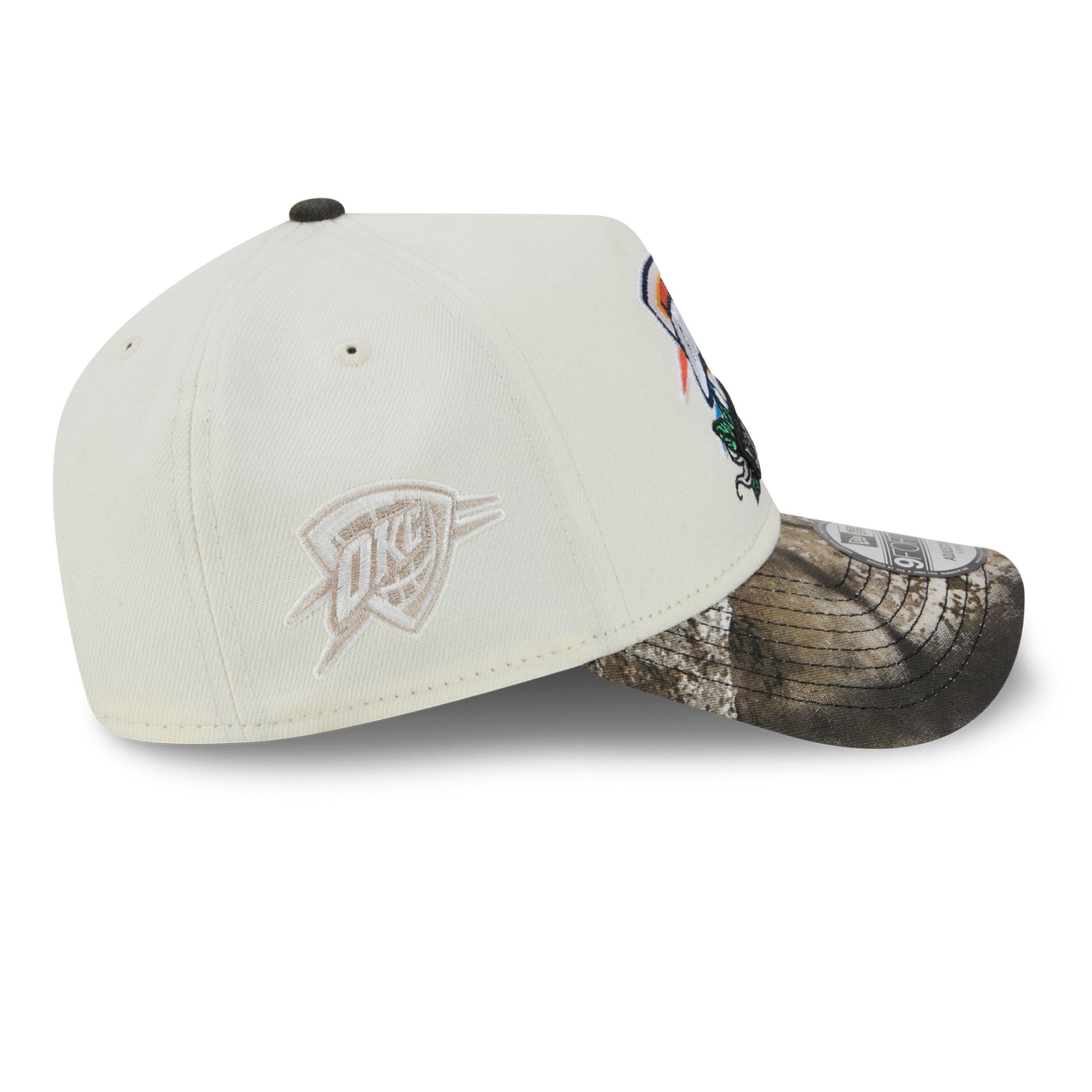 Casquette ajustable New Era 9FORTY A-Frame crème/camouflage Oklahoma City Thunder Rose Banner pour homme