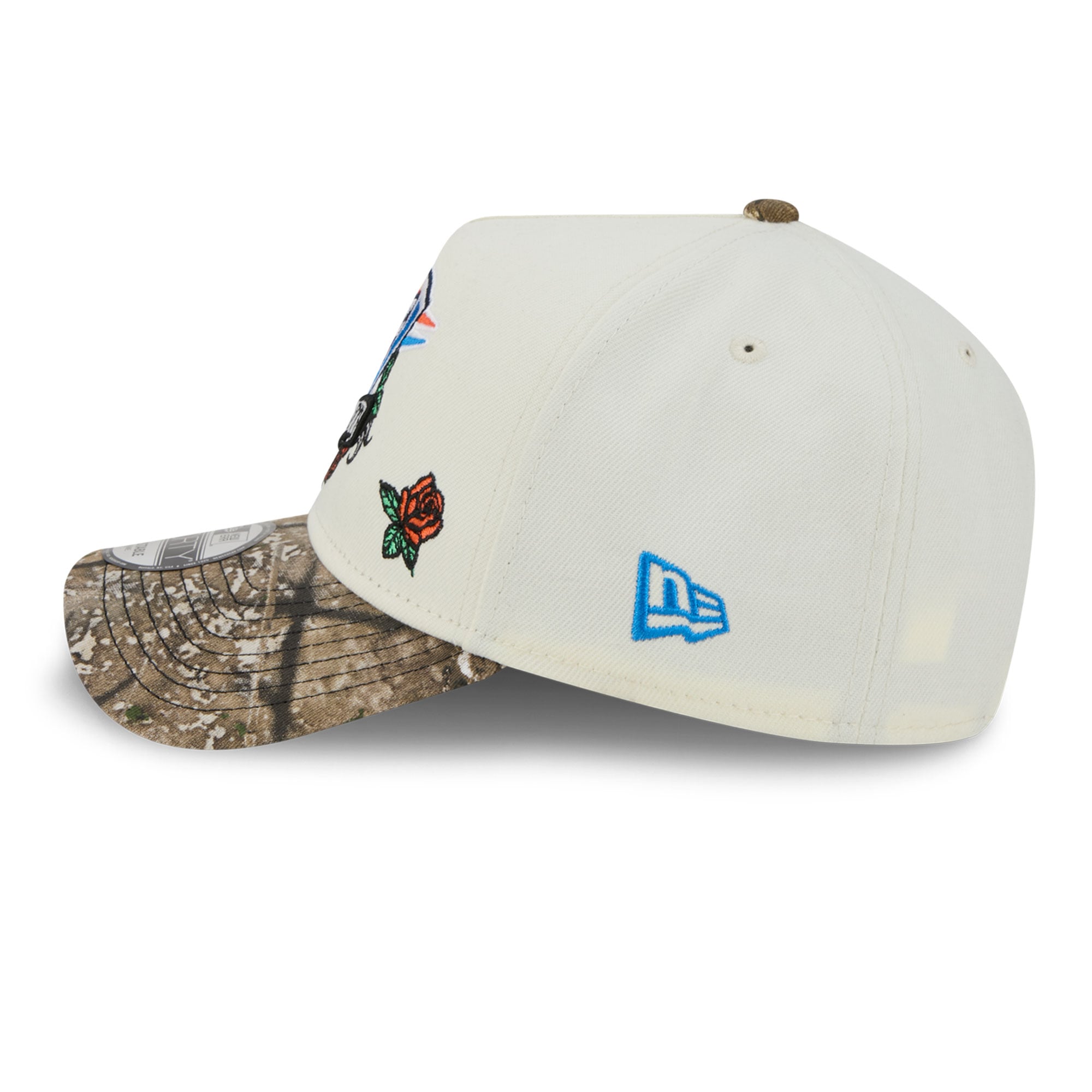 Casquette ajustable New Era 9FORTY A-Frame crème/camouflage Oklahoma City Thunder Rose Banner pour homme