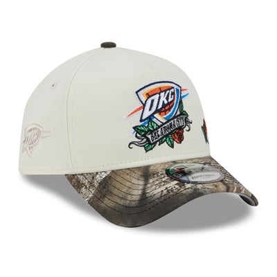  Oklahoma City Thunder New Era Rose Banner 9FORTY A-Frame Adjustable Hat - Cream/Camo