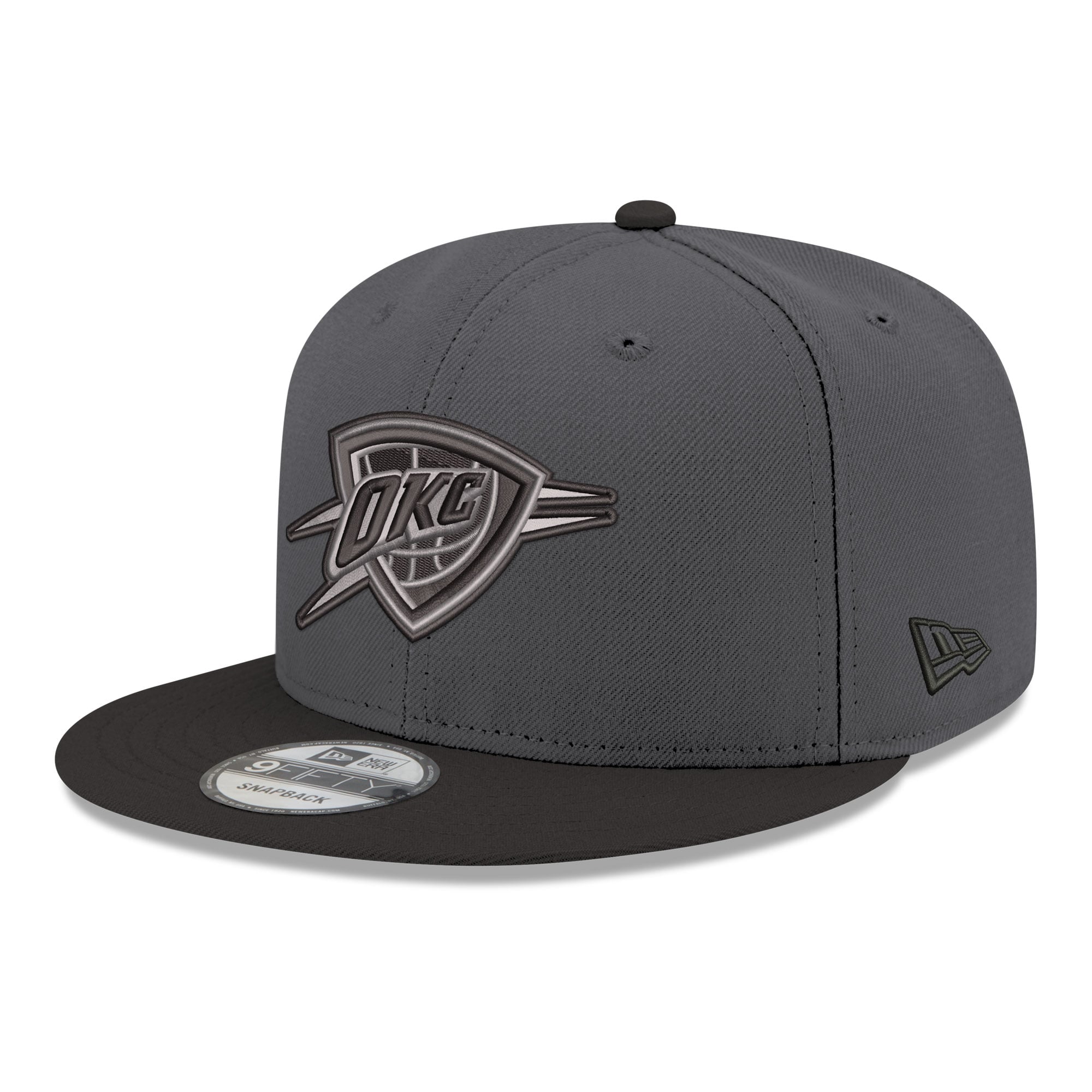 Men's Oklahoma City Thunder New Era Gray/Black Logo 2-Tone 9FIFTY Snapback Hat